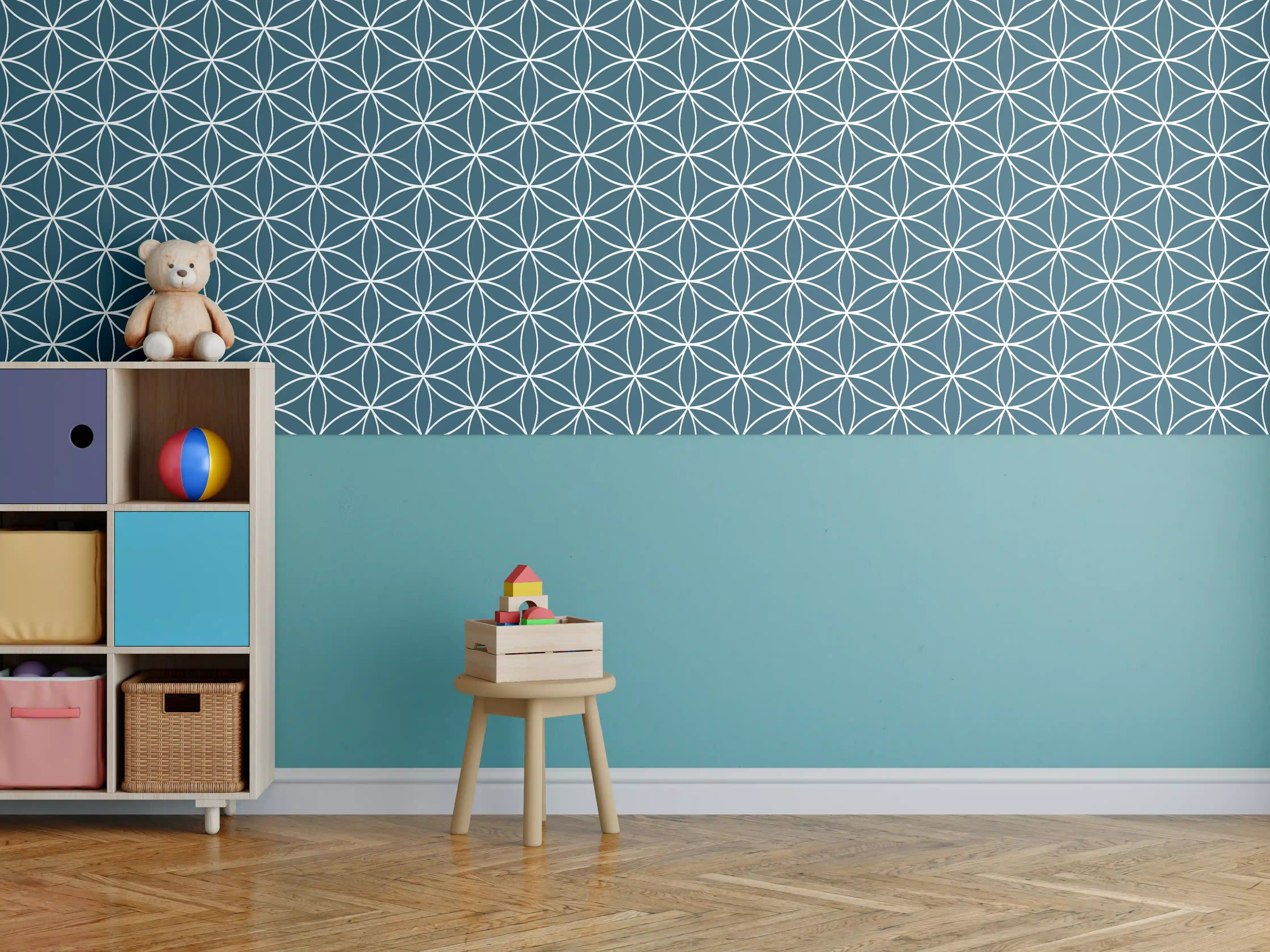 Kinderzimmer Wandgestaltung - Geometrische Blauw-Tiefen-Textur