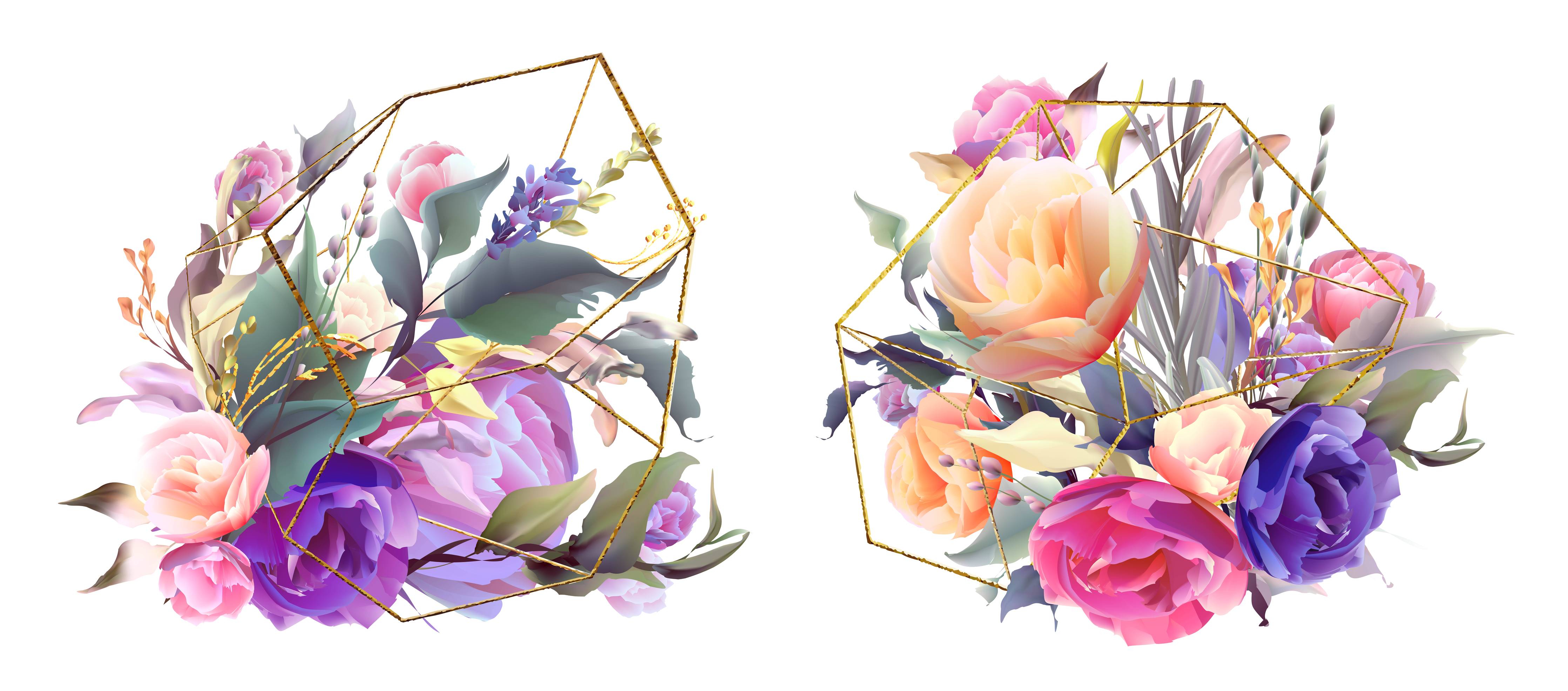 Kinderzimmer Wandgestaltung-Geometrische Blumen Goldglanz