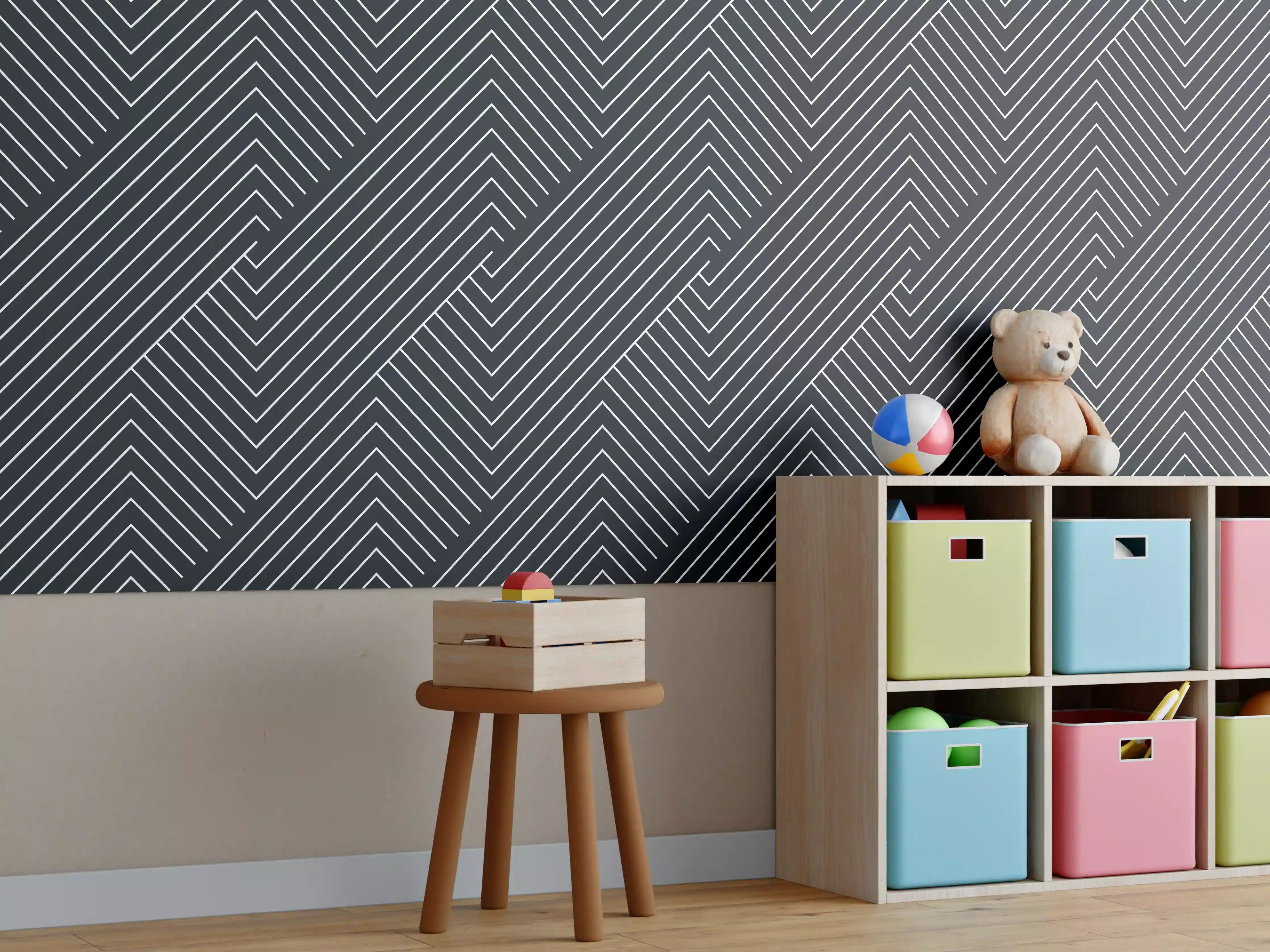Kinderzimmer Wandgestaltung - Geometrische Carbone-Textur