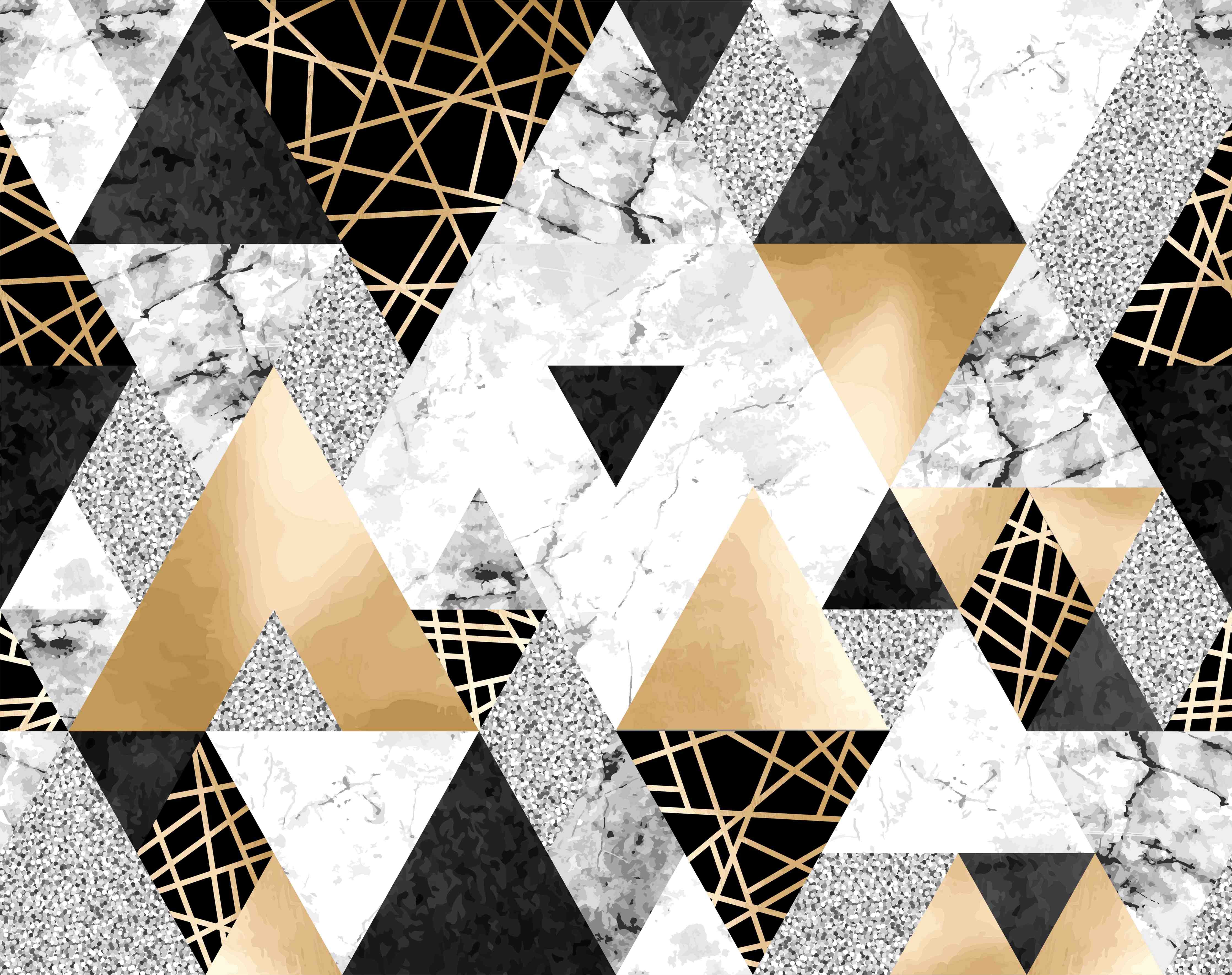 Kinderzimmer Wandgestaltung-Geometrische Gold-Schwarz-Weiß-Muster