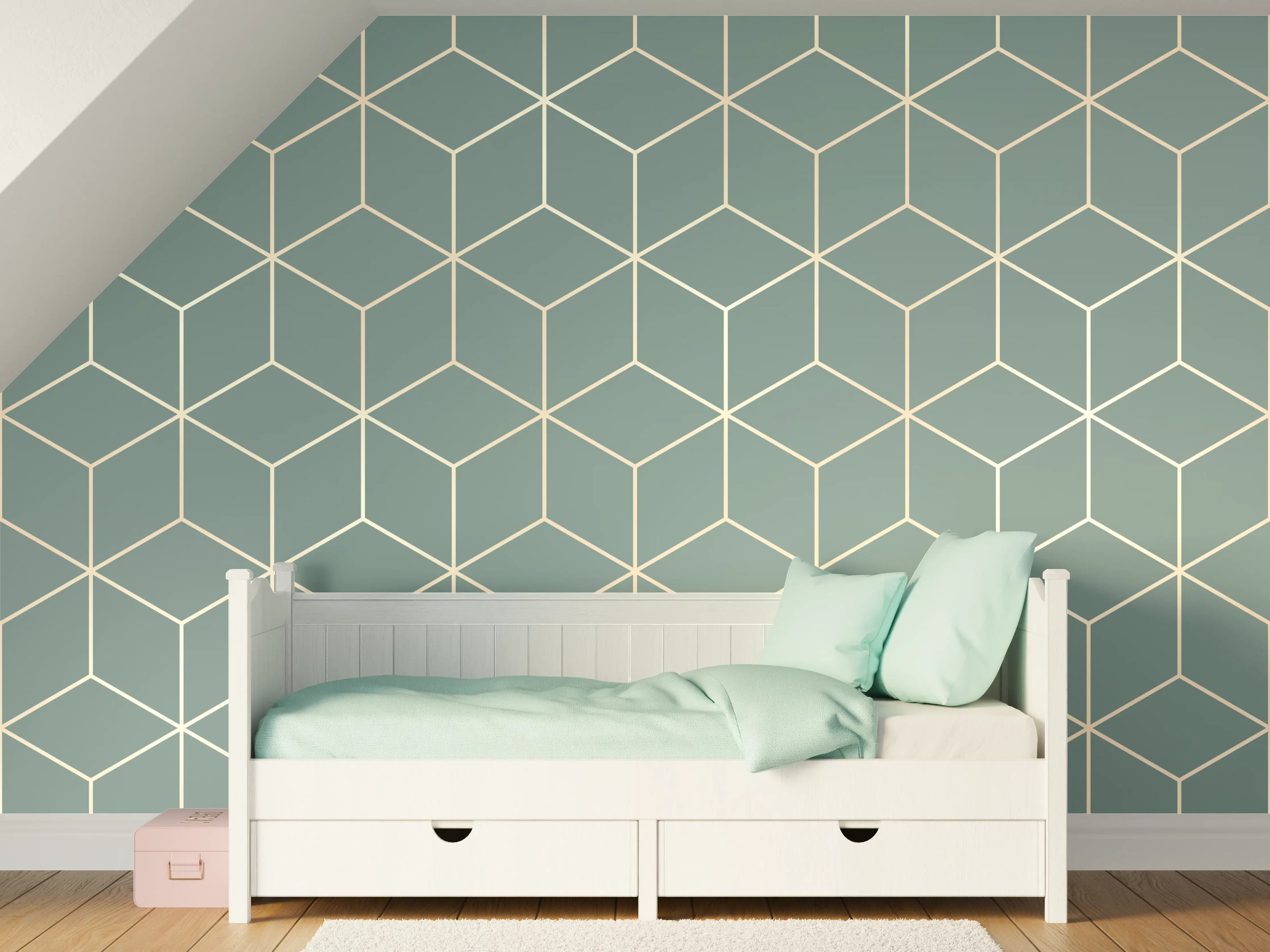 Kinderzimmer Wandgestaltung - Geometrische Grau-Muster Tapete