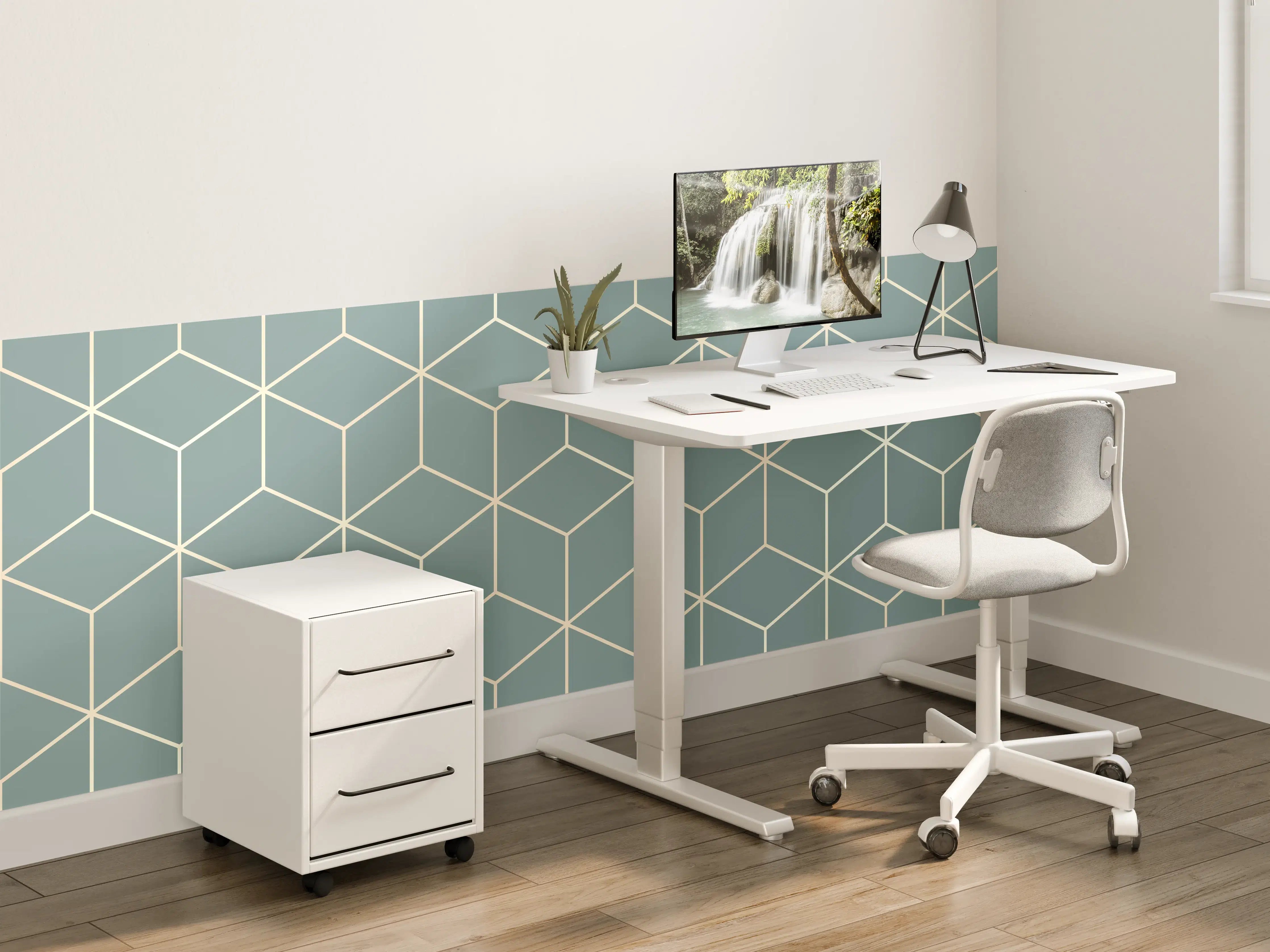 Kinderzimmer Wandgestaltung - Geometrische Grau-Muster Tapete