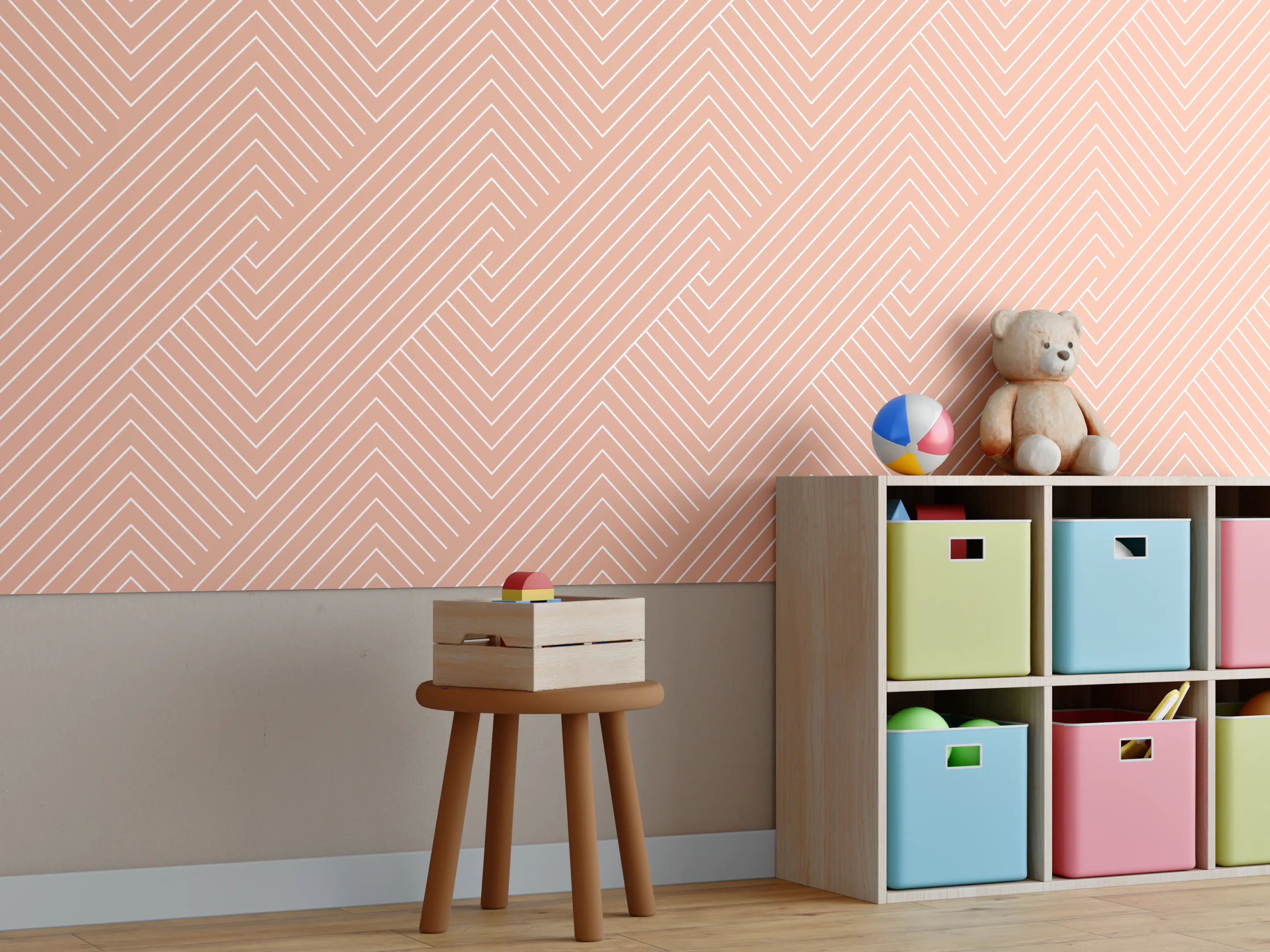 Kinderzimmer Wandgestaltung - Geometrische Salmone-Textur