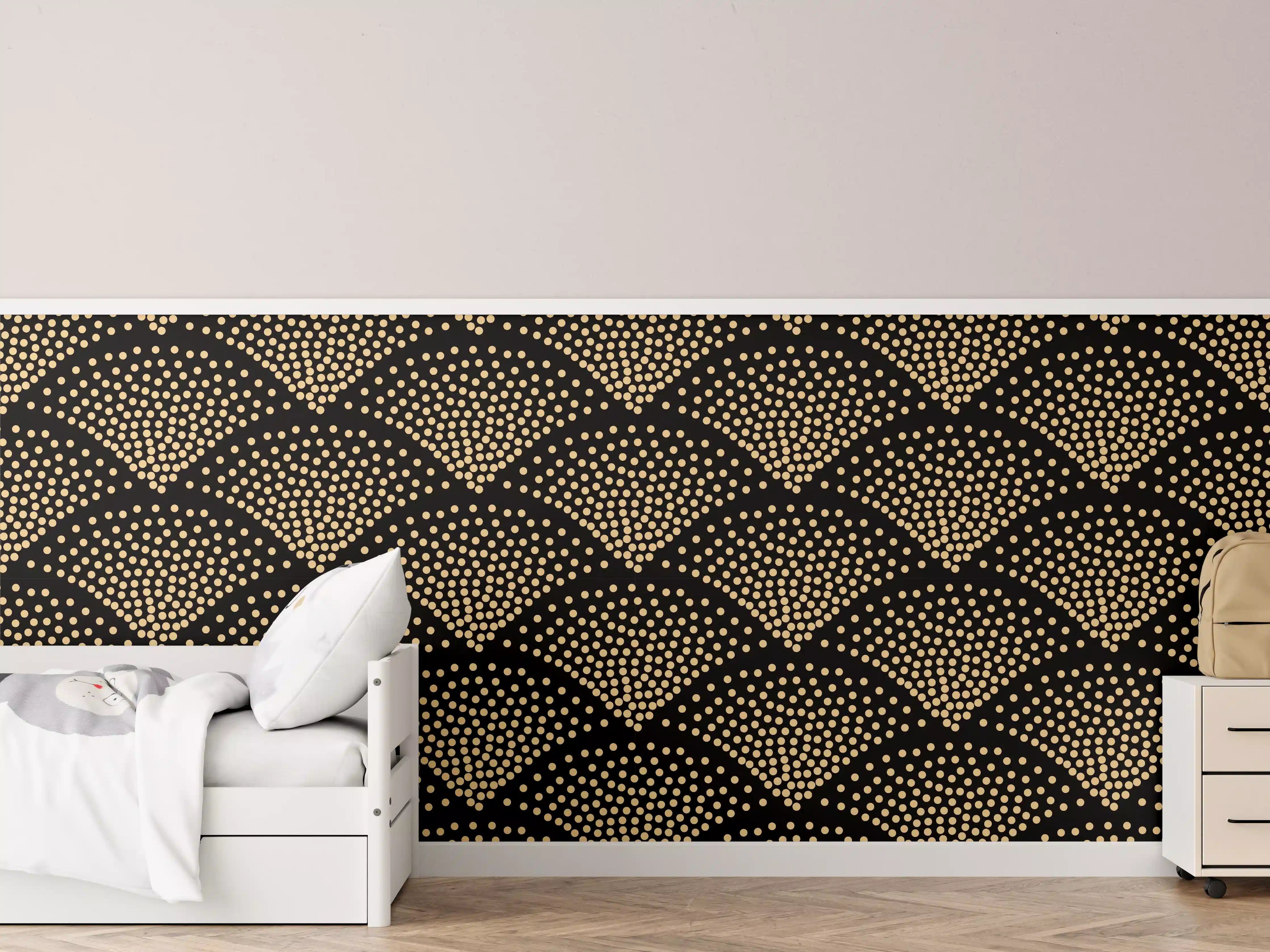 Kinderzimmer Wandgestaltung - Geometrische Schwarz-Gold-Musterung