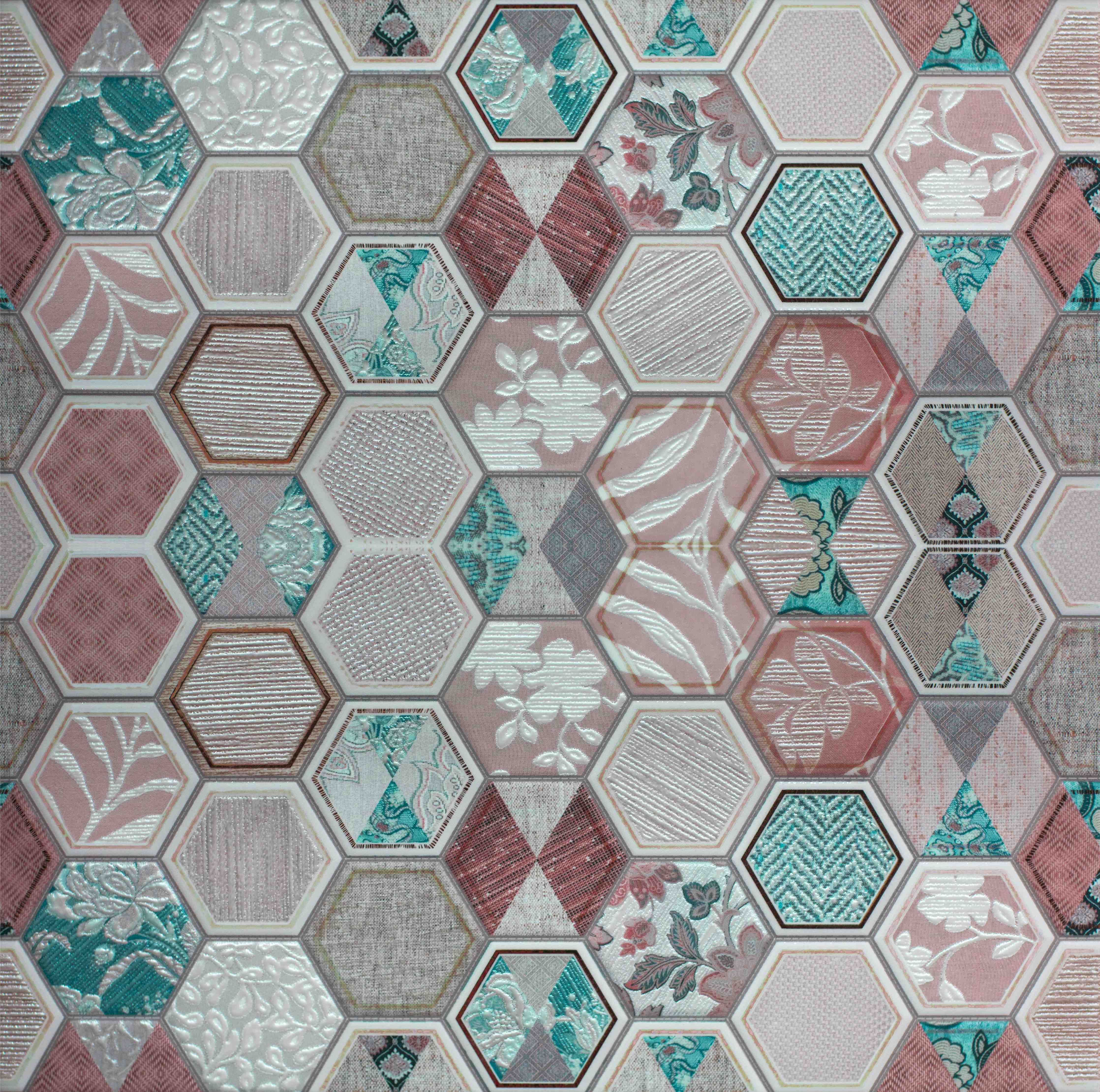Kinderzimmer Wandgestaltung-Geometrisches Hexagon-Mosaikmuster