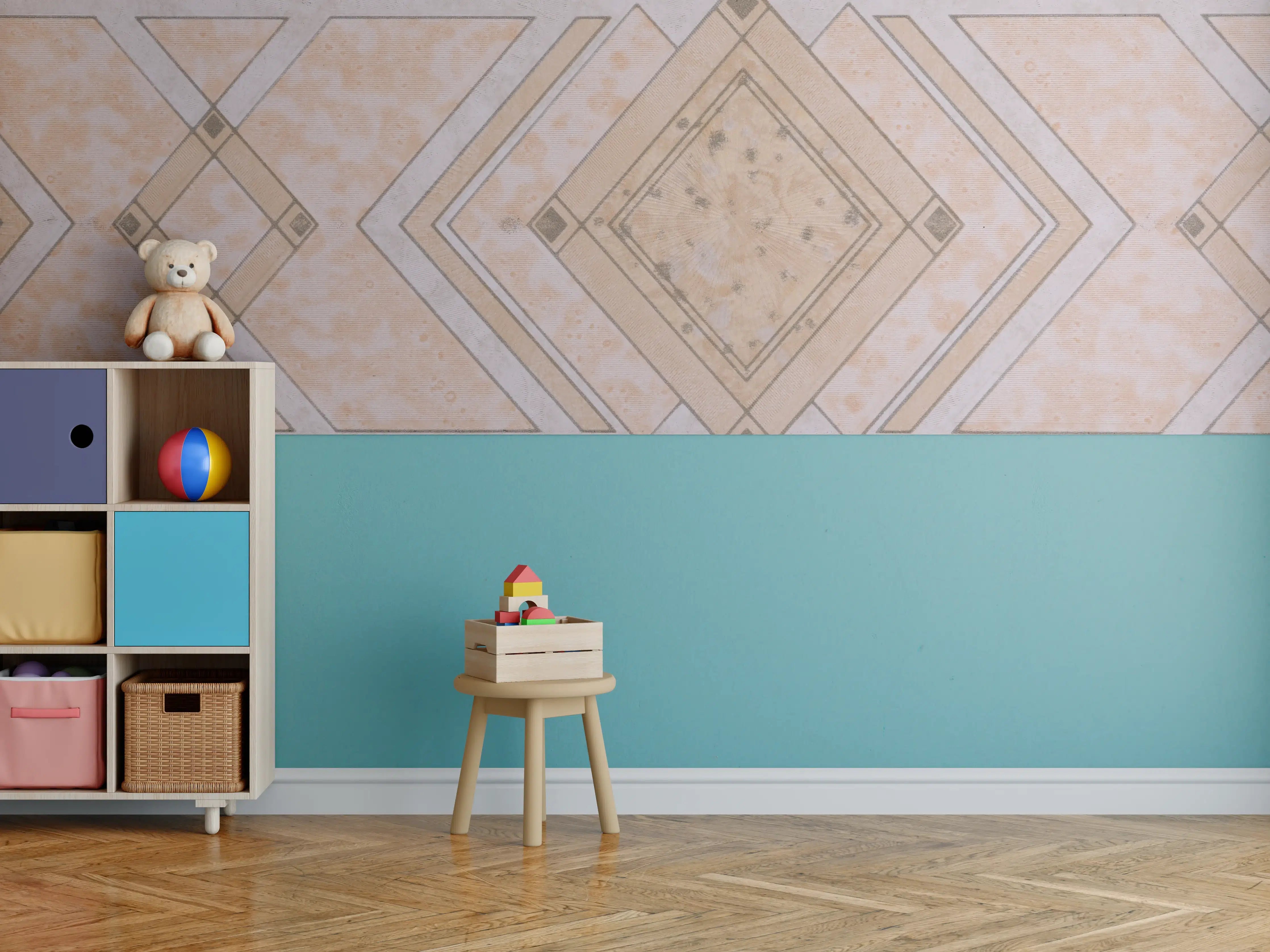 Kinderzimmer Wandgestaltung - Geometrisches Kunstmuster - Modern
