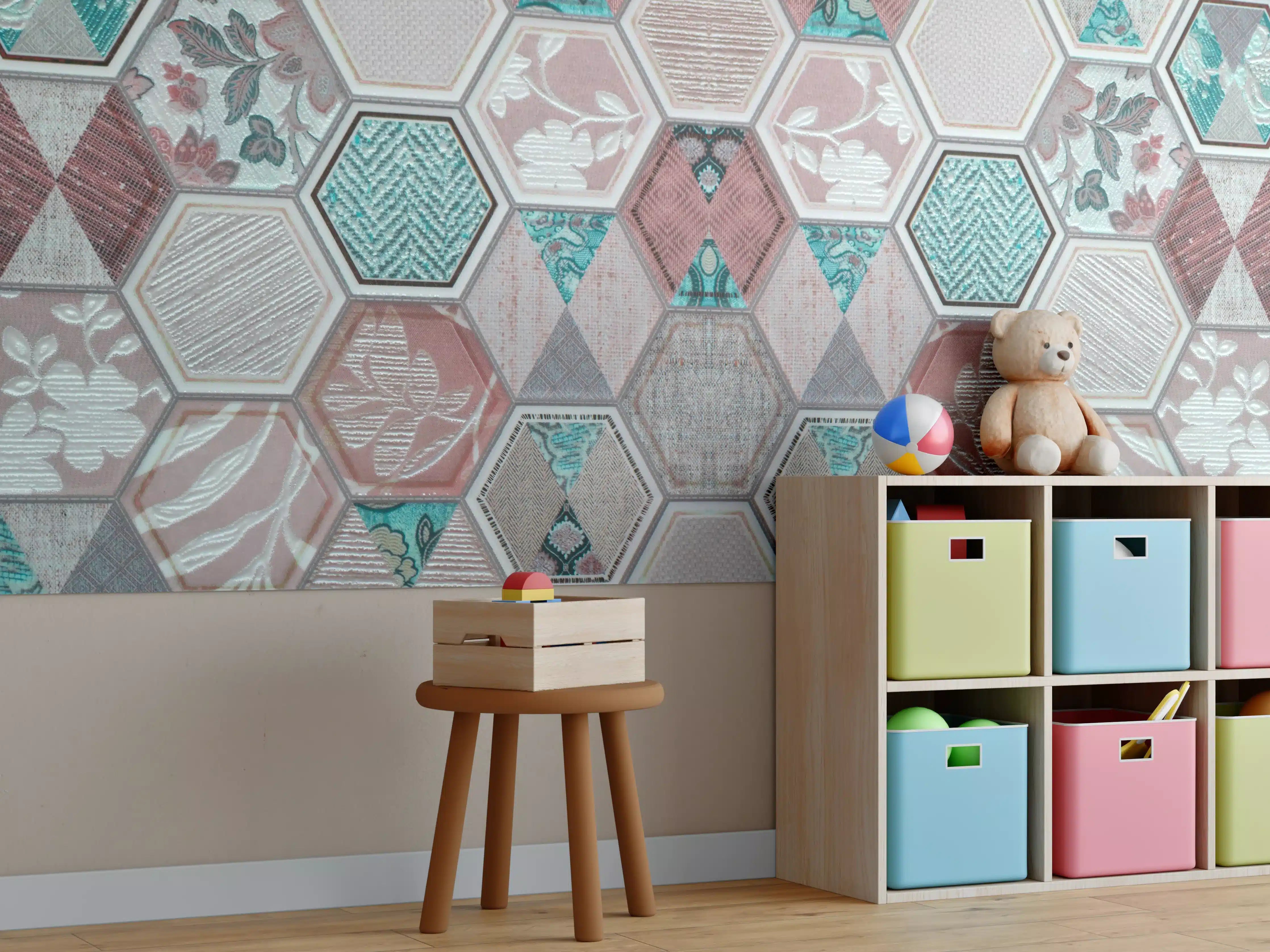 Kinderzimmer Wandgestaltung - Geometrisches Muster Pastell