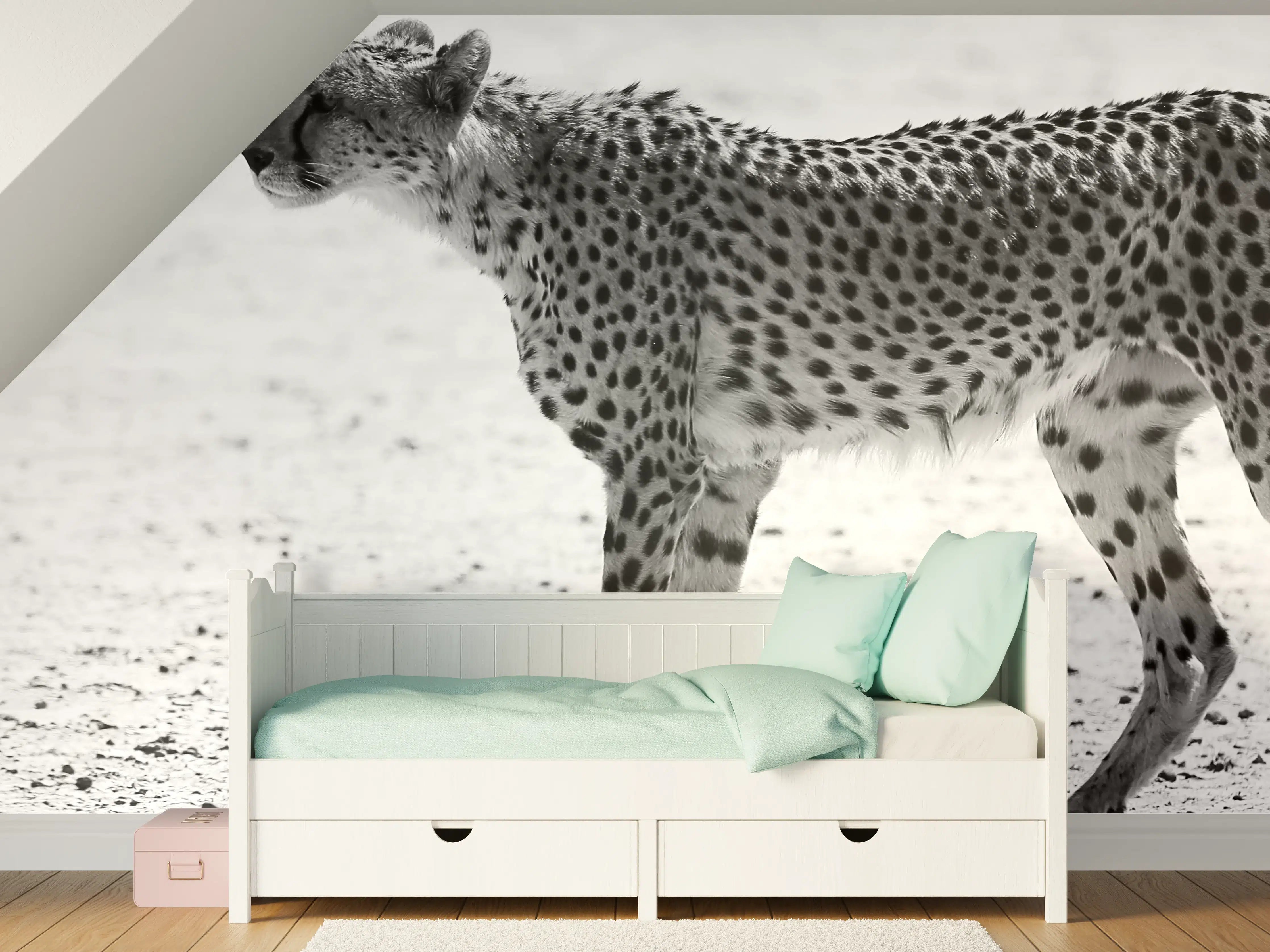 Kinderzimmer Wandgestaltung - Gepard - schwarz-weiß