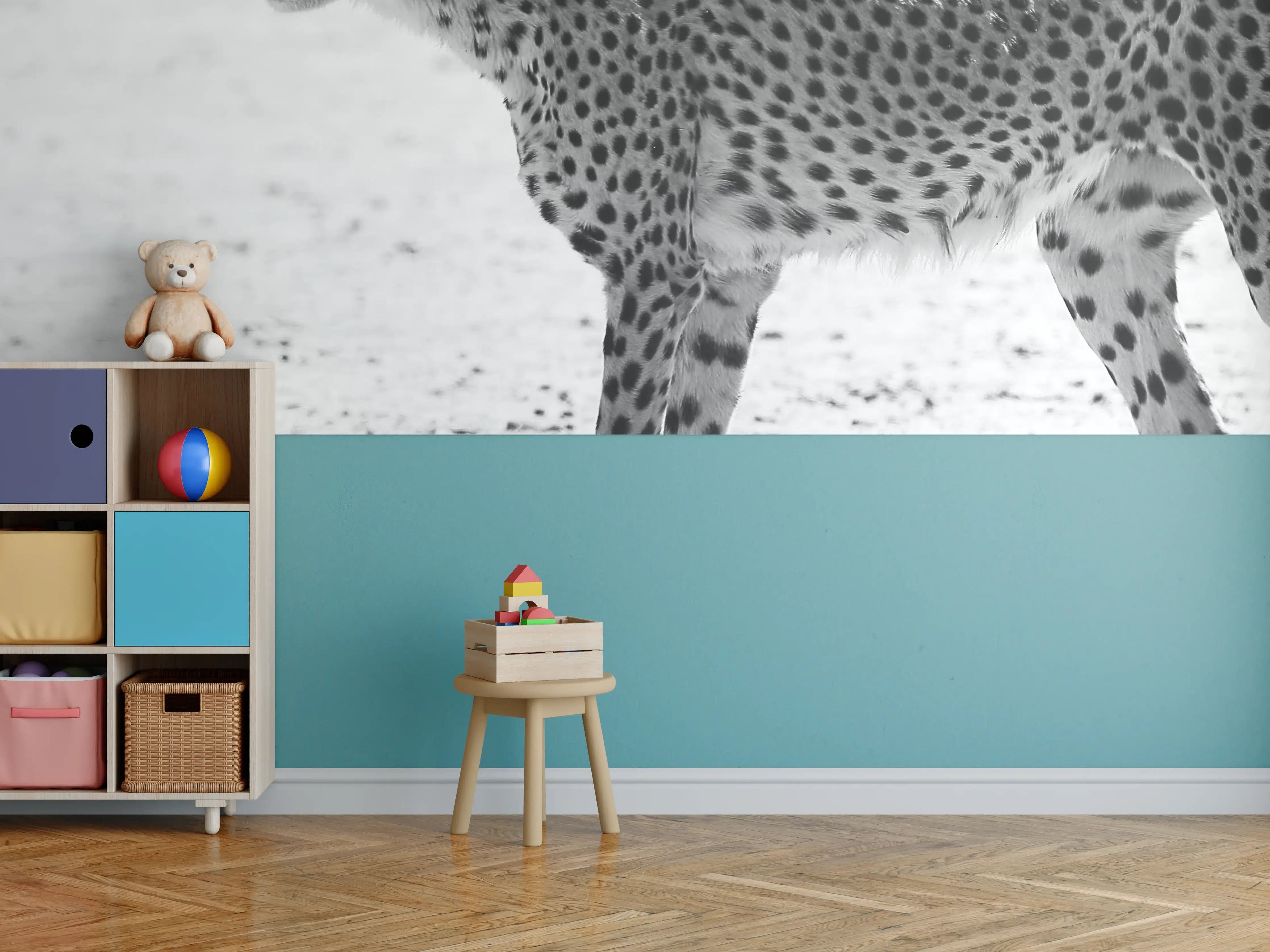 Kinderzimmer Wandgestaltung - Gepard - schwarz-weiß