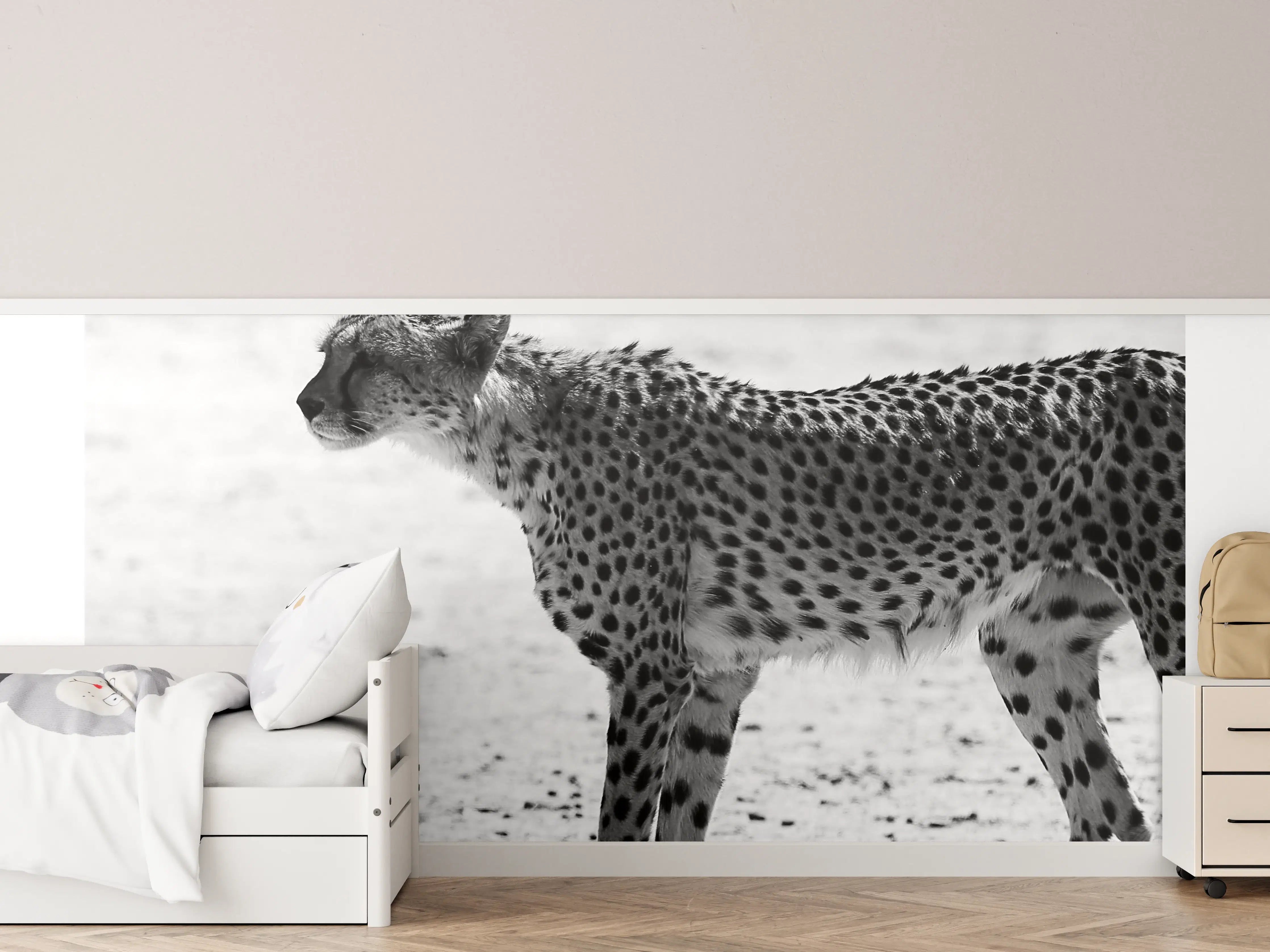 Kinderzimmer Wandgestaltung - Gepard in Schwarz-Weiß