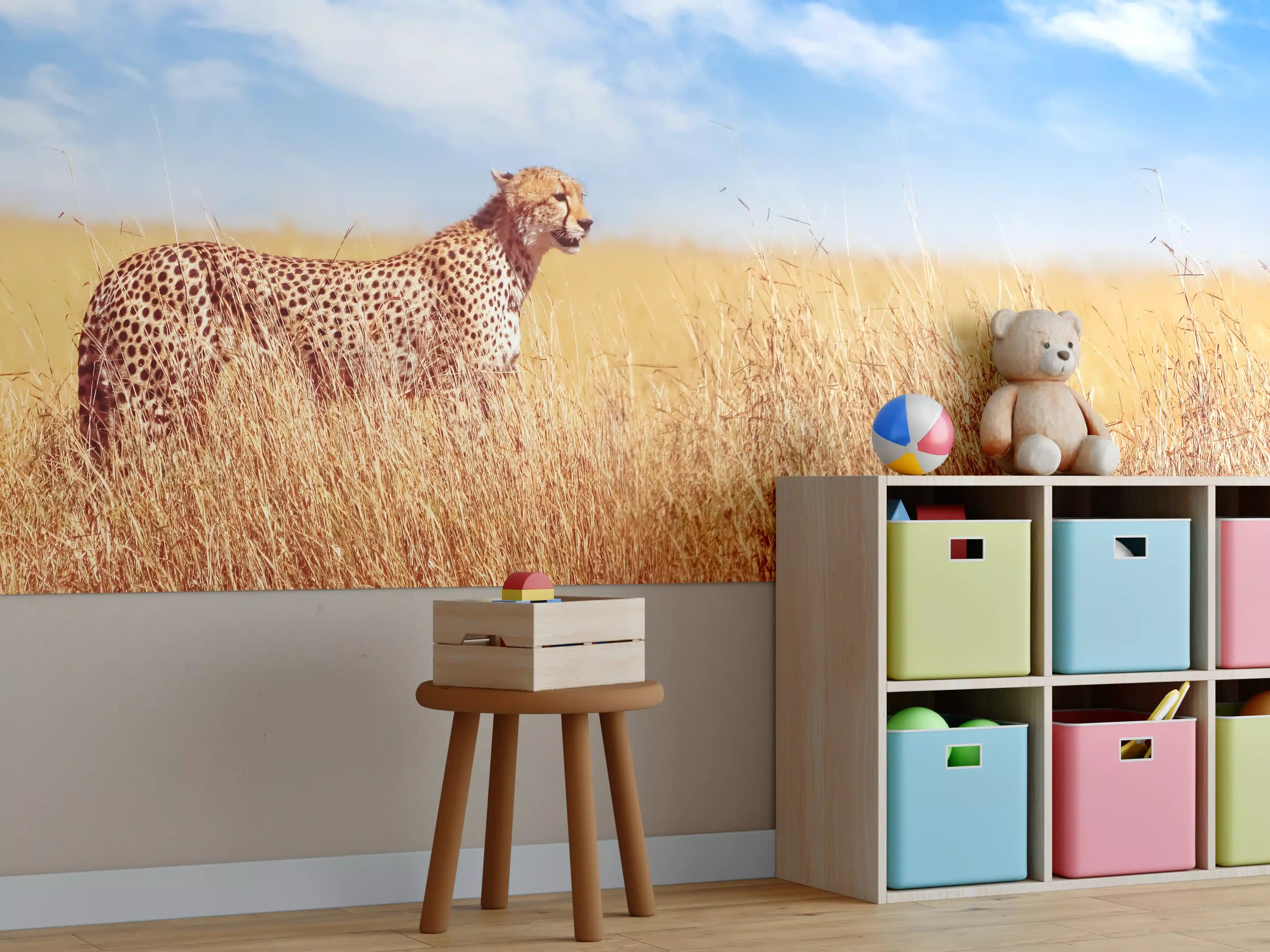 Kinderzimmer Wandgestaltung - Gepard in der afrikanischen Savanne