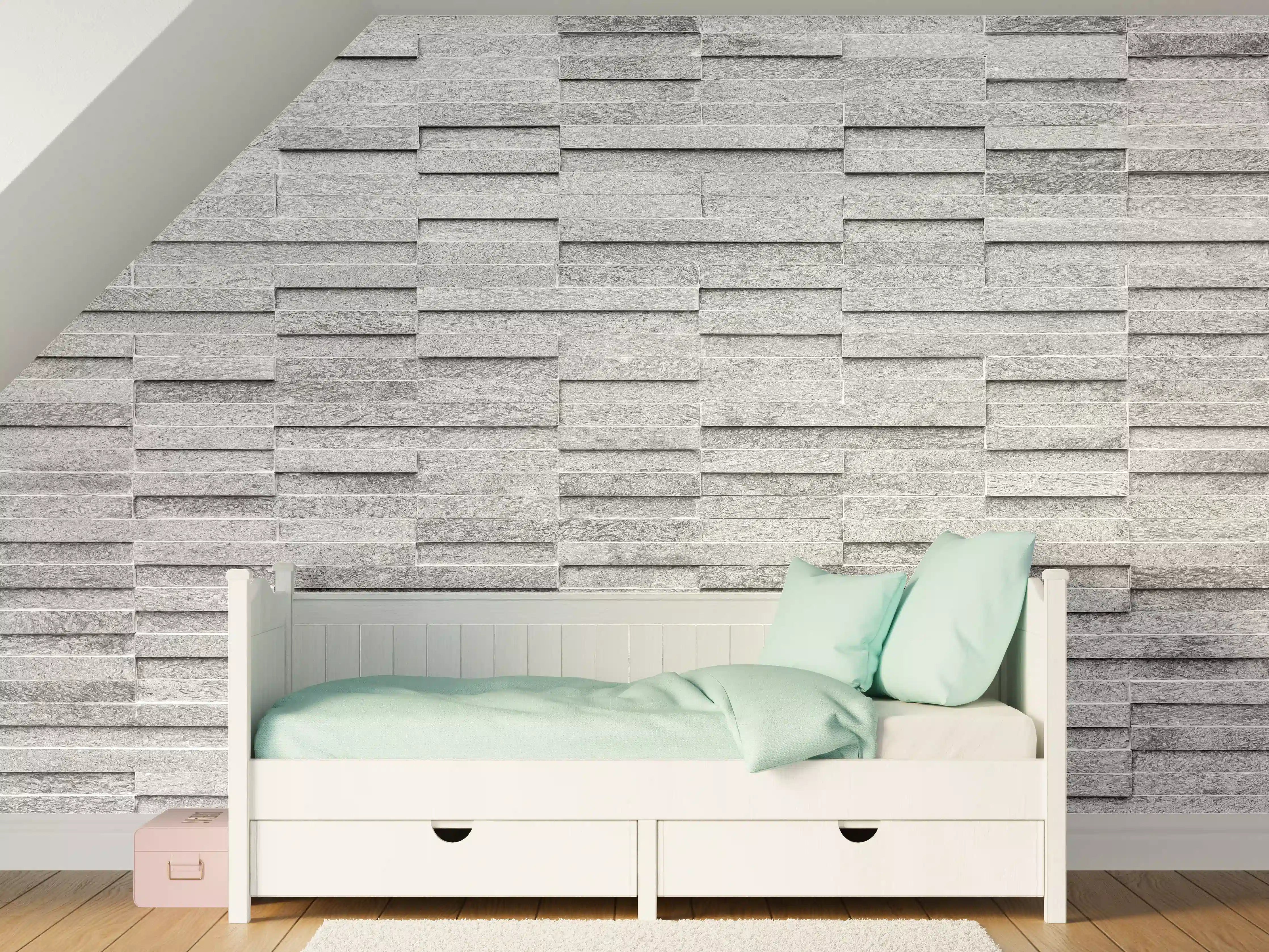 Kinderzimmer Wandgestaltung - Geriffelte gräuliche Backsteinmauer