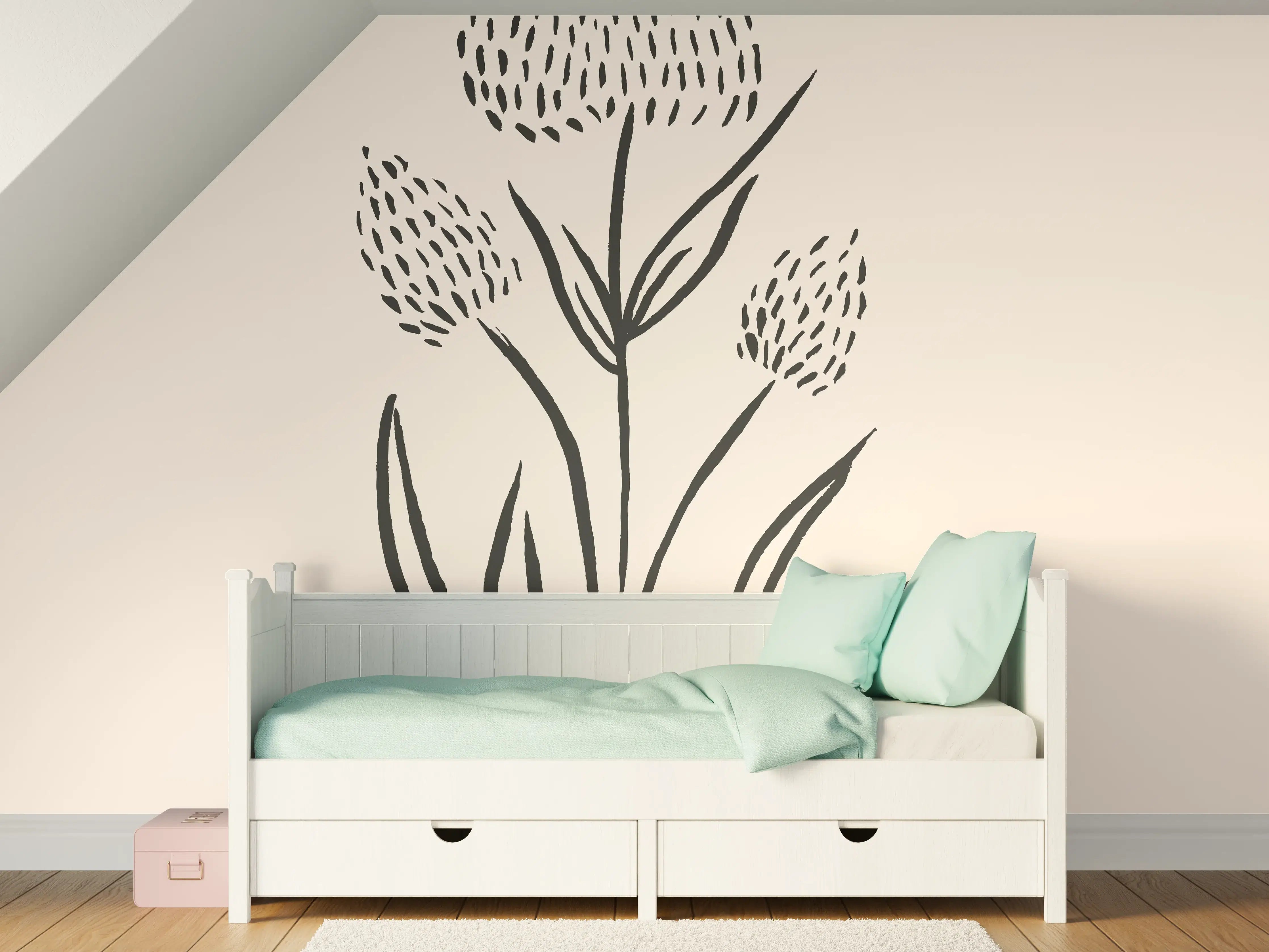 Kinderzimmer Wandgestaltung - Gestrichelte Blume