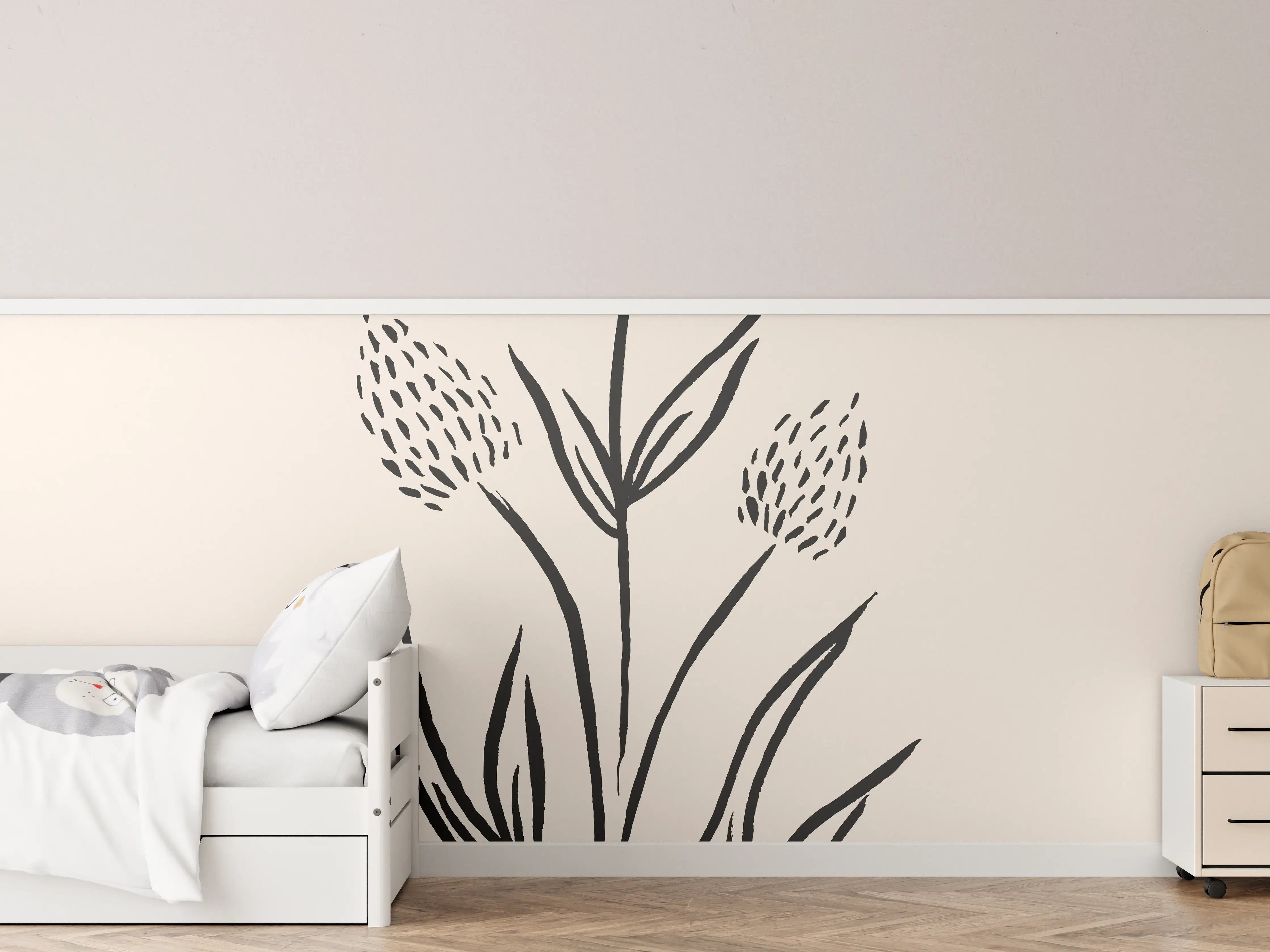 Kinderzimmer Wandgestaltung - Gestrichelte Blume