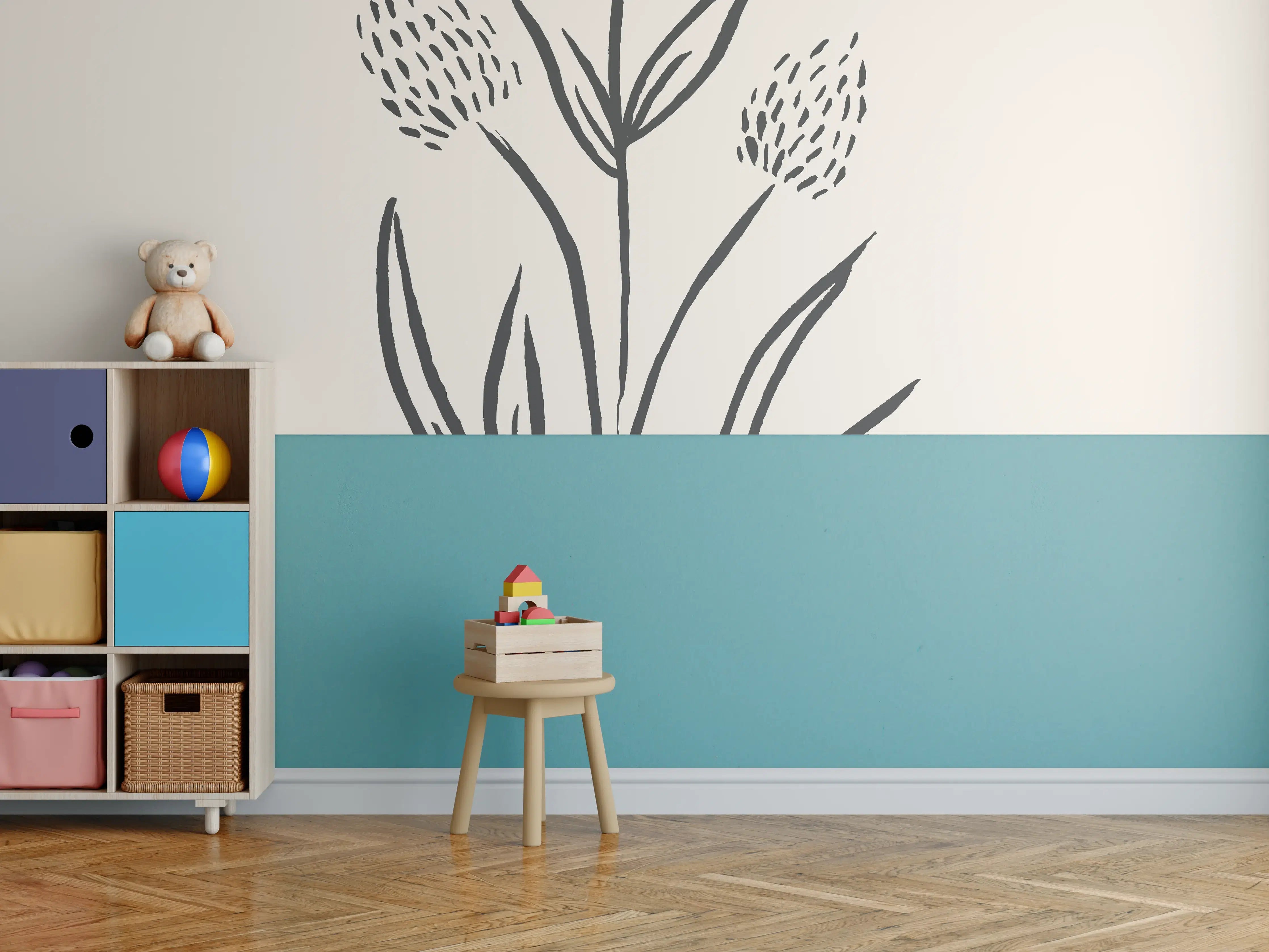 Kinderzimmer Wandgestaltung - Gestrichelte Blume