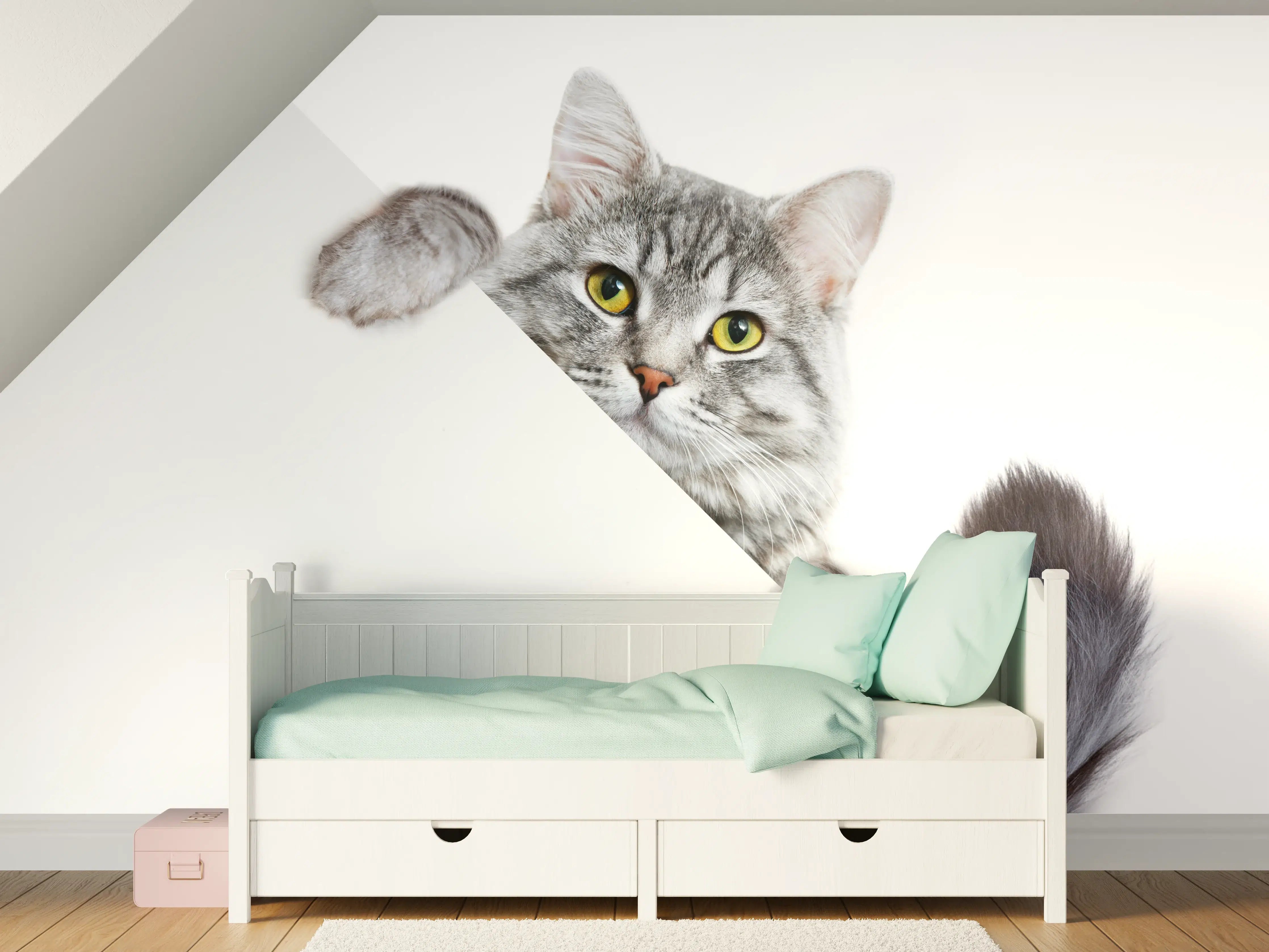 Kinderzimmer Wandgestaltung - Getigertes Kätzchen