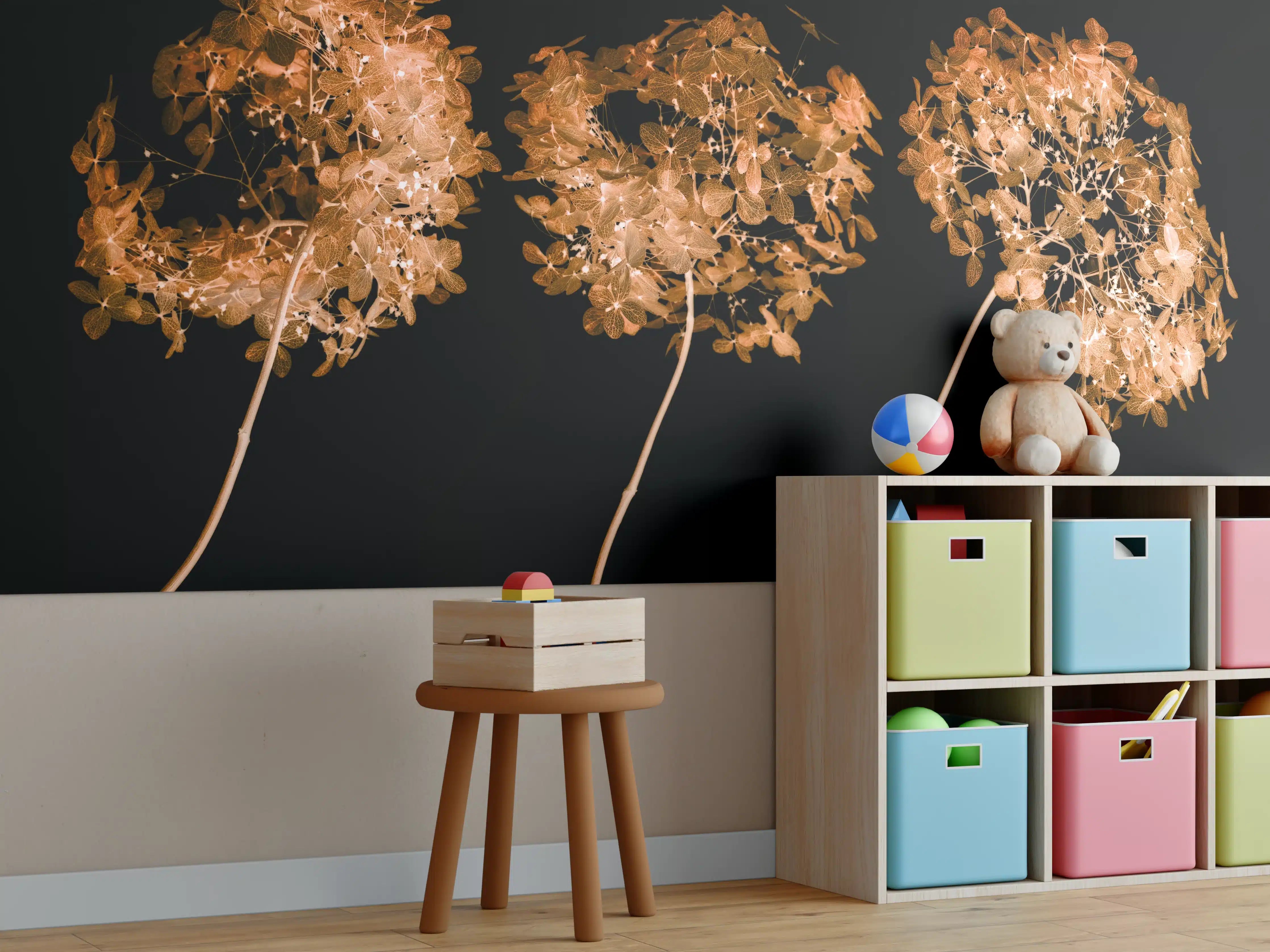 Kinderzimmer Wandgestaltung - Getrocknete Hortensie Nahaufnahme