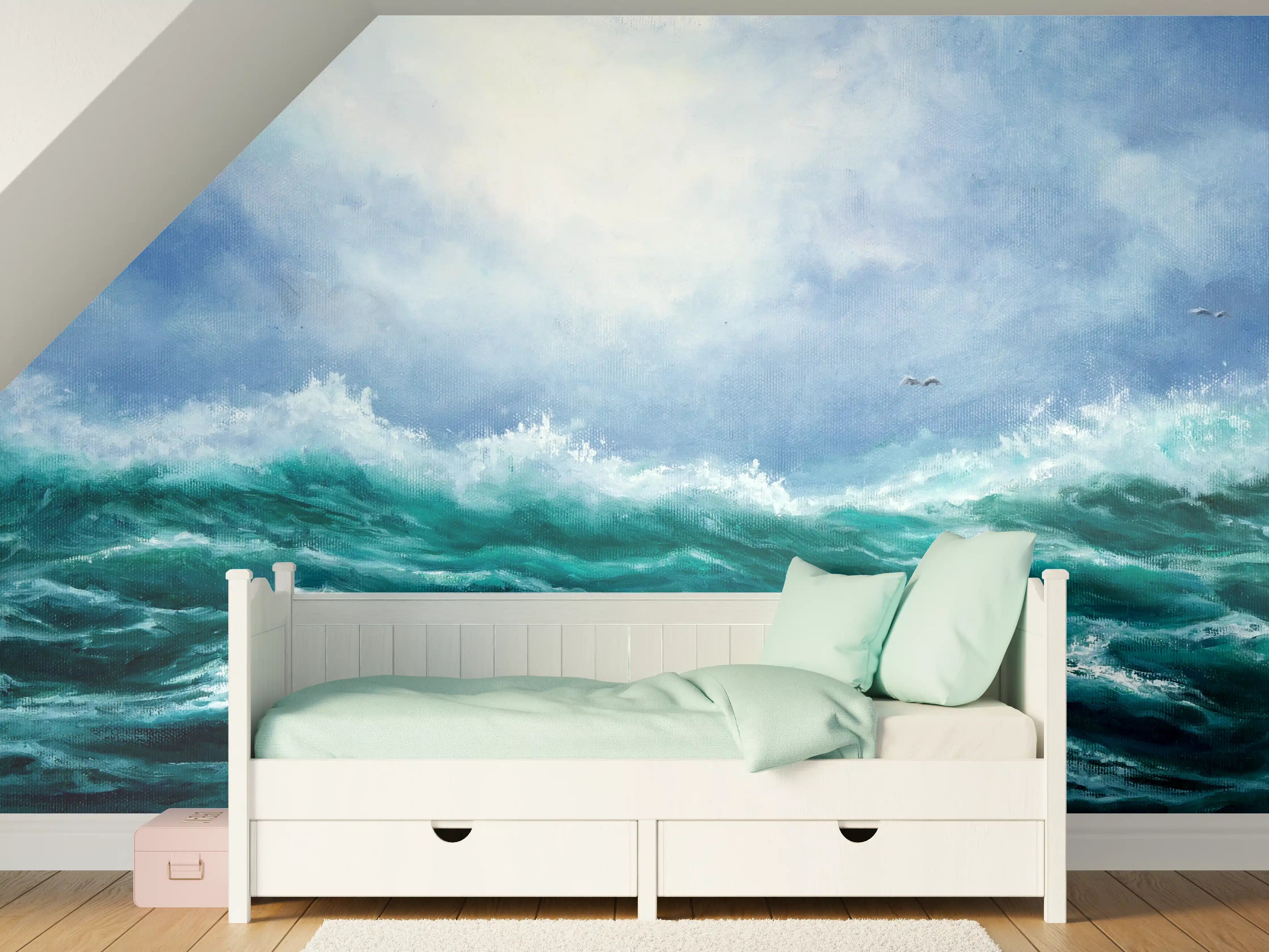 Kinderzimmer Wandgestaltung - Gewaltige Meereswellen bei Sturm
