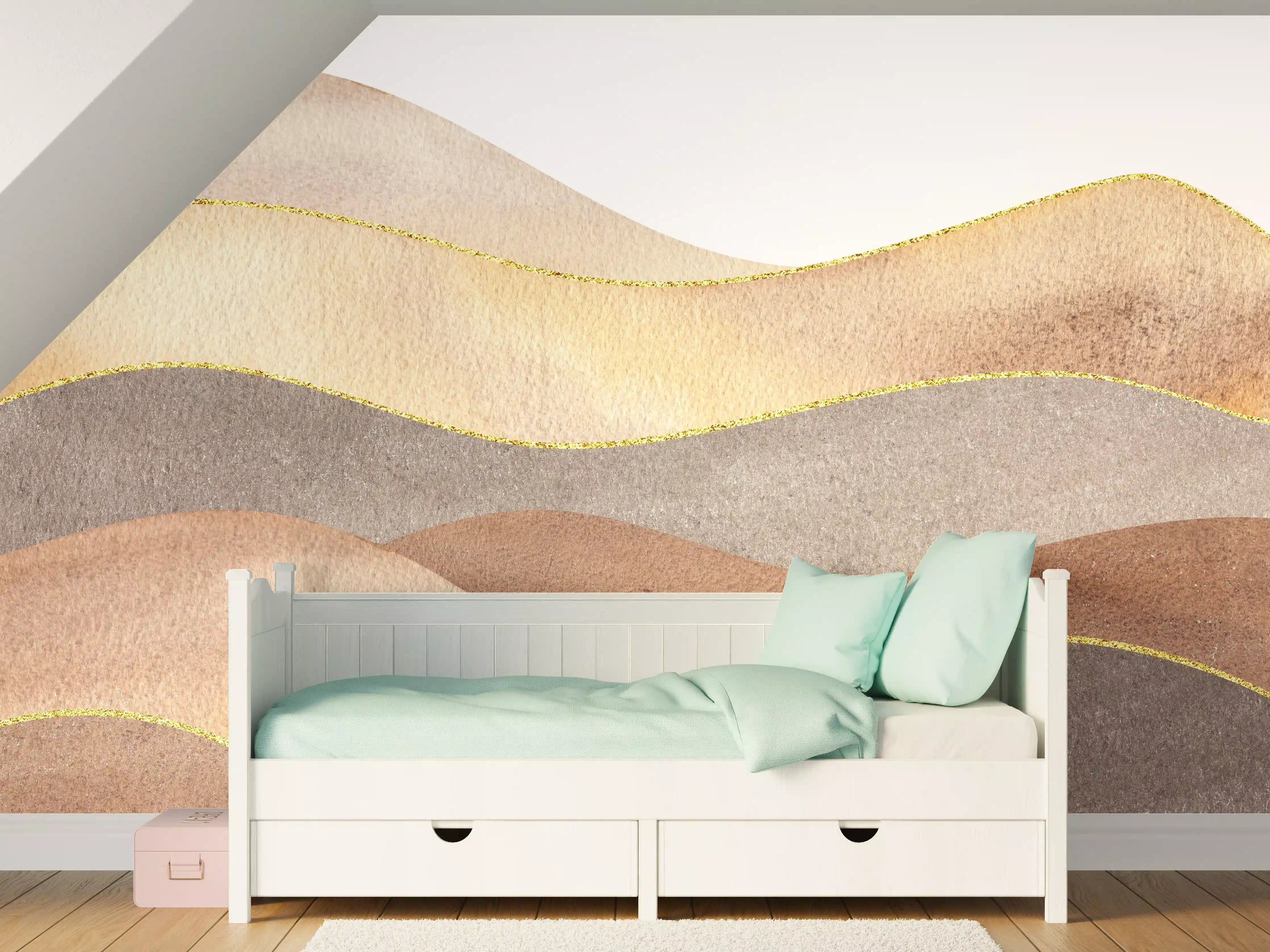 Kinderzimmer Wandgestaltung - Gewellte Bergsilhouette - Aquarellformen 