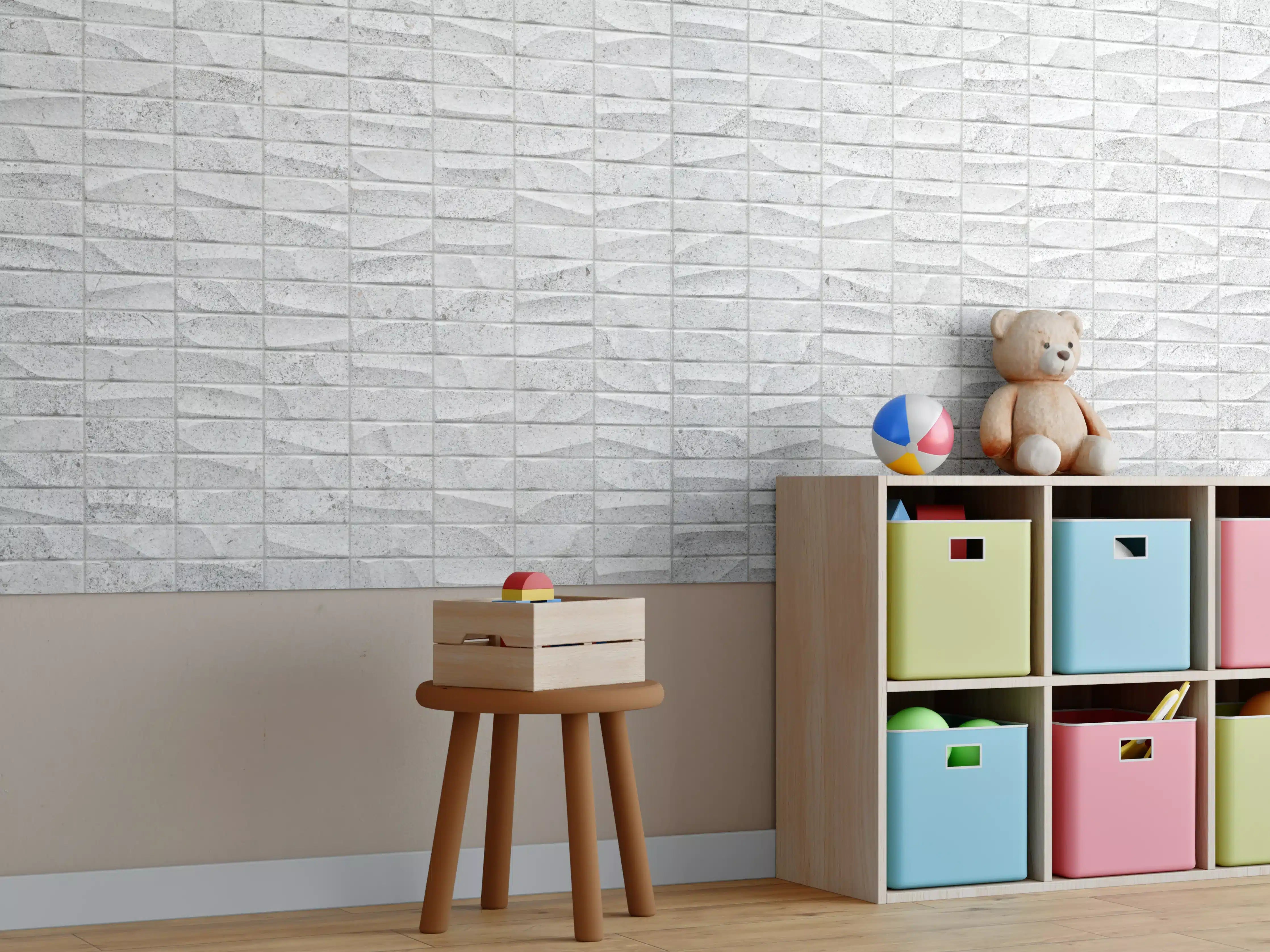 Kinderzimmer Wandgestaltung - Gewelltes Stein Betonwand