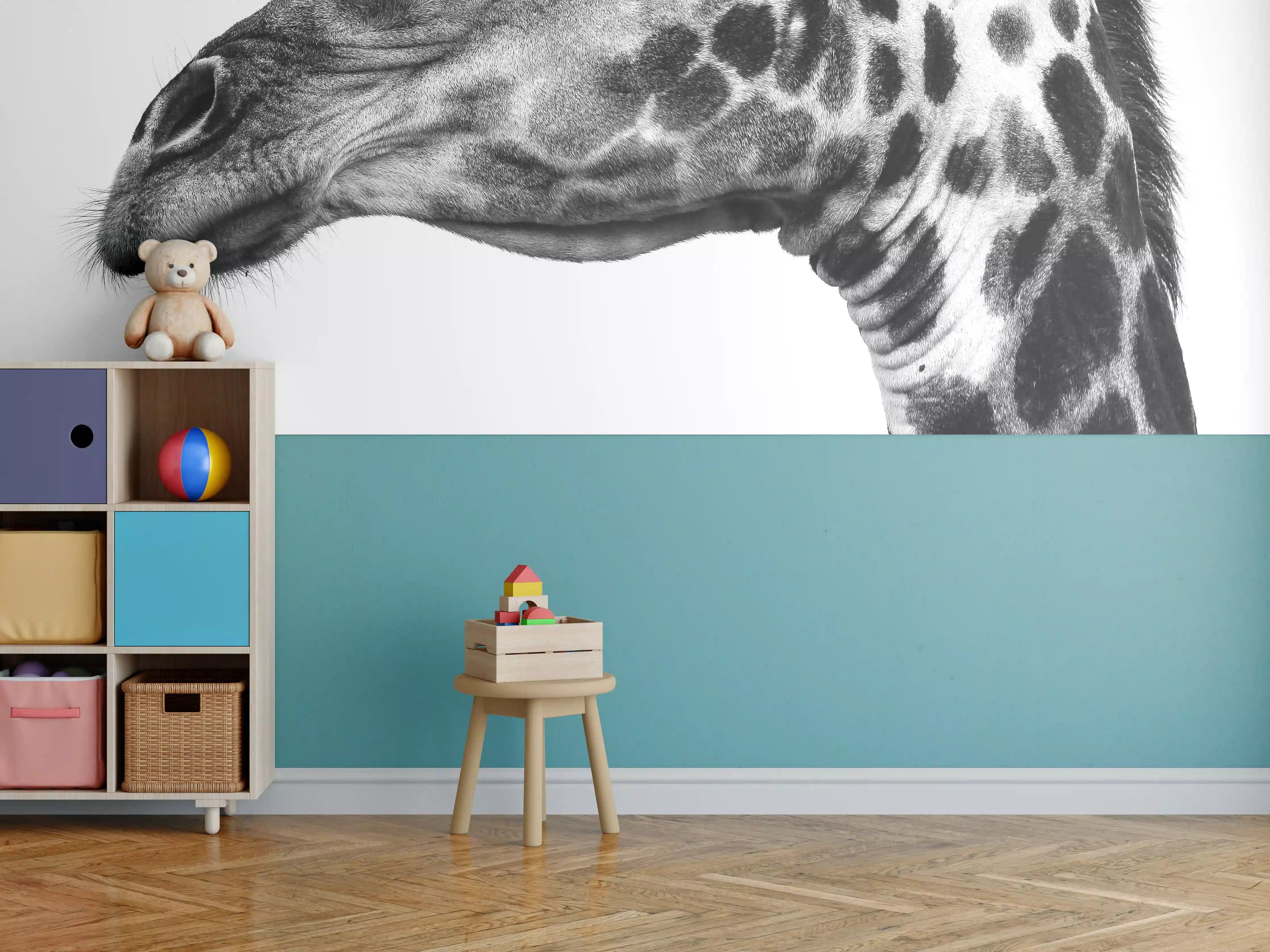Kinderzimmer Wandgestaltung - Giraffe - schwarz-weiß