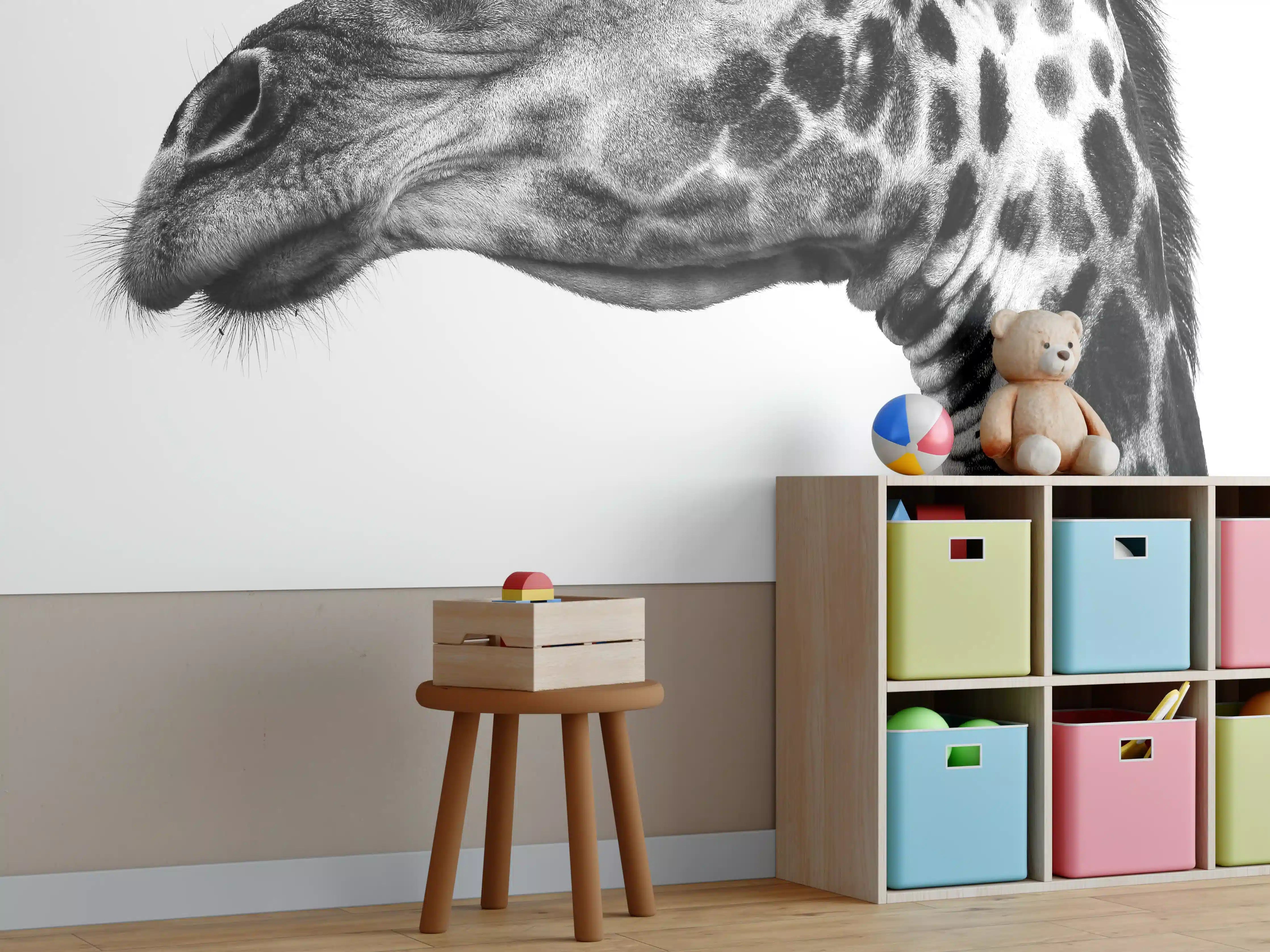 Kinderzimmer Wandgestaltung - Giraffe - schwarz-weiß