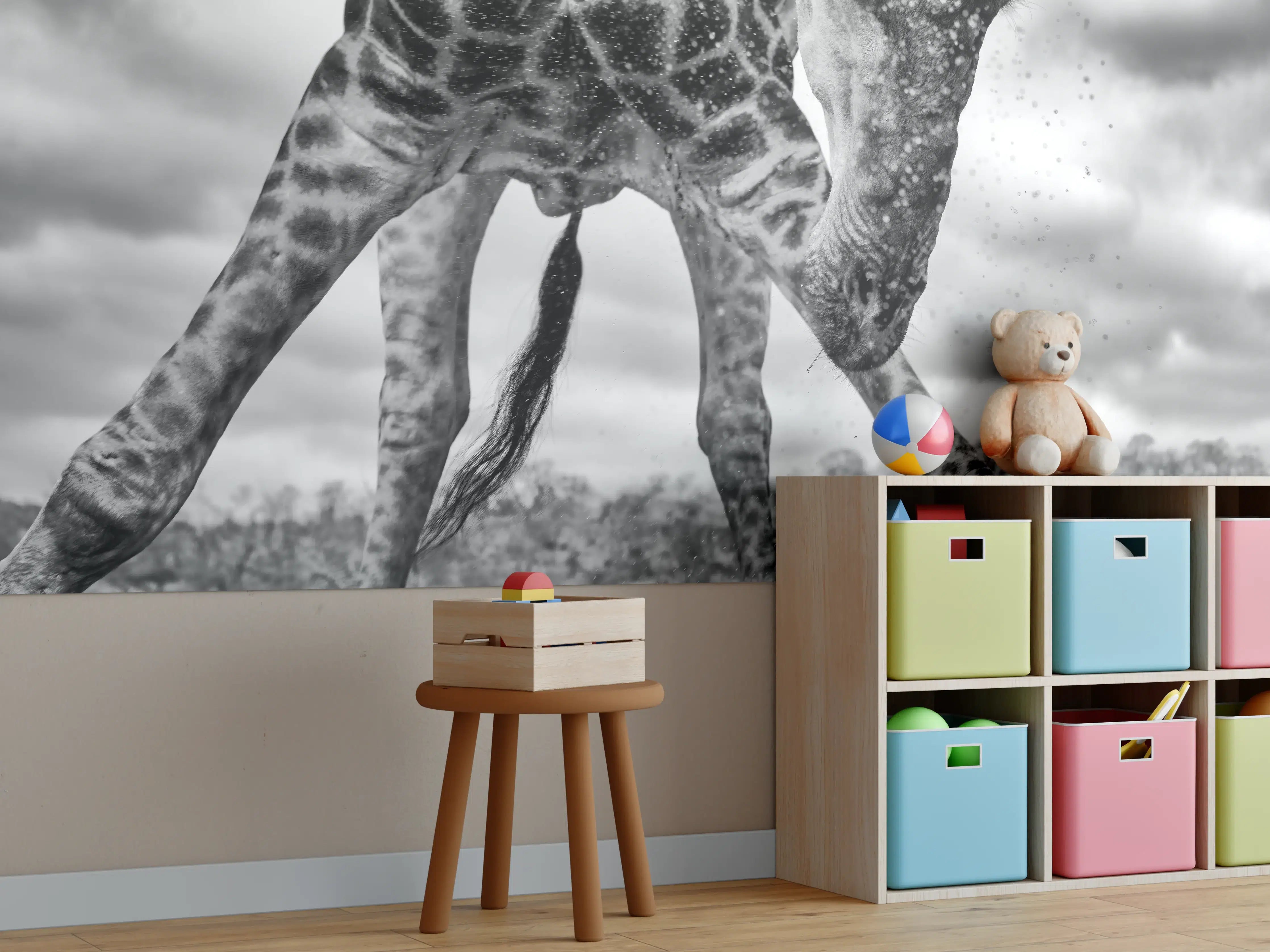 Kinderzimmer Wandgestaltung - Giraffe Schwarz-Weiß Splish