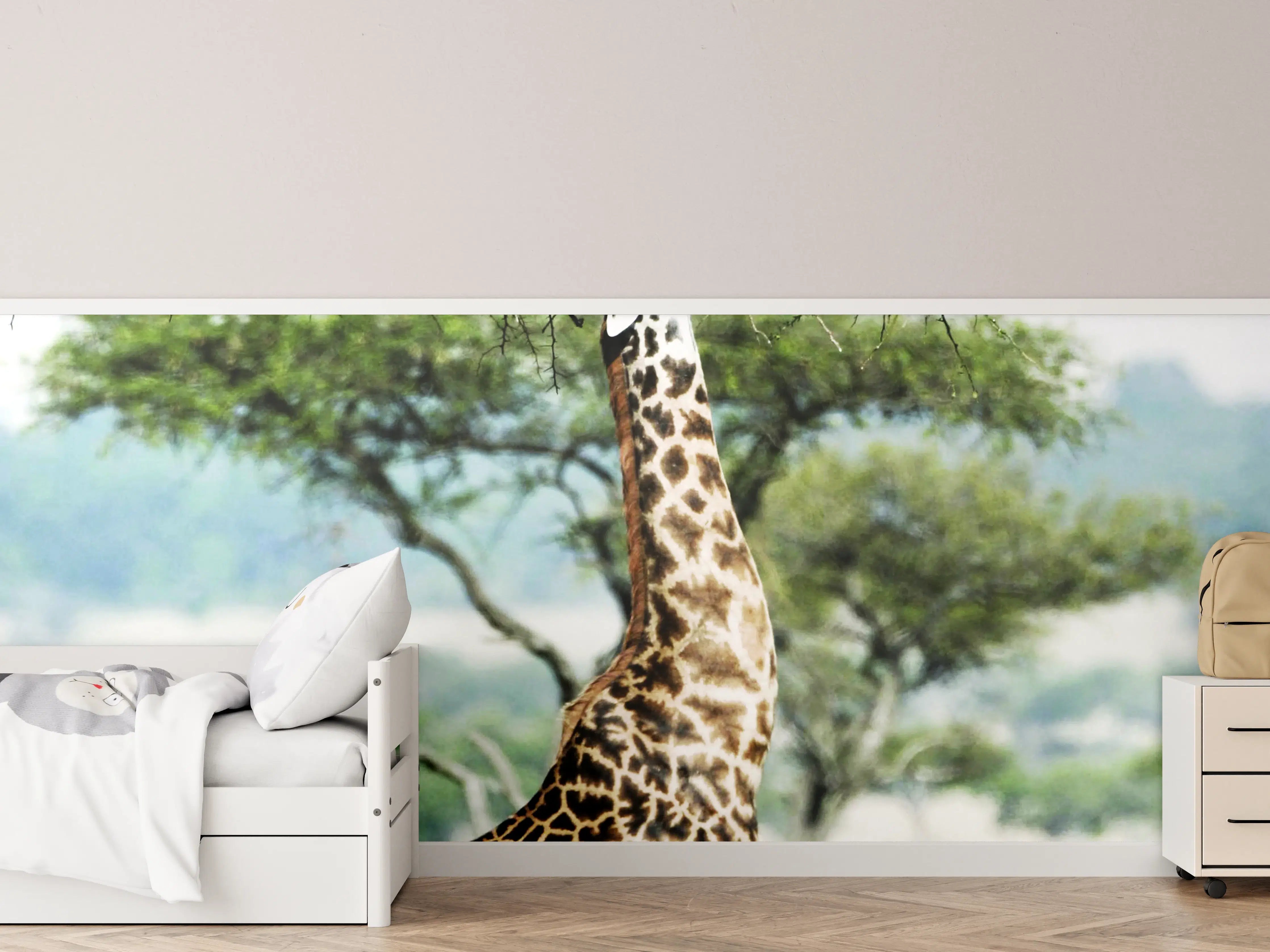Kinderzimmer Wandgestaltung - Giraffe in der Savanne