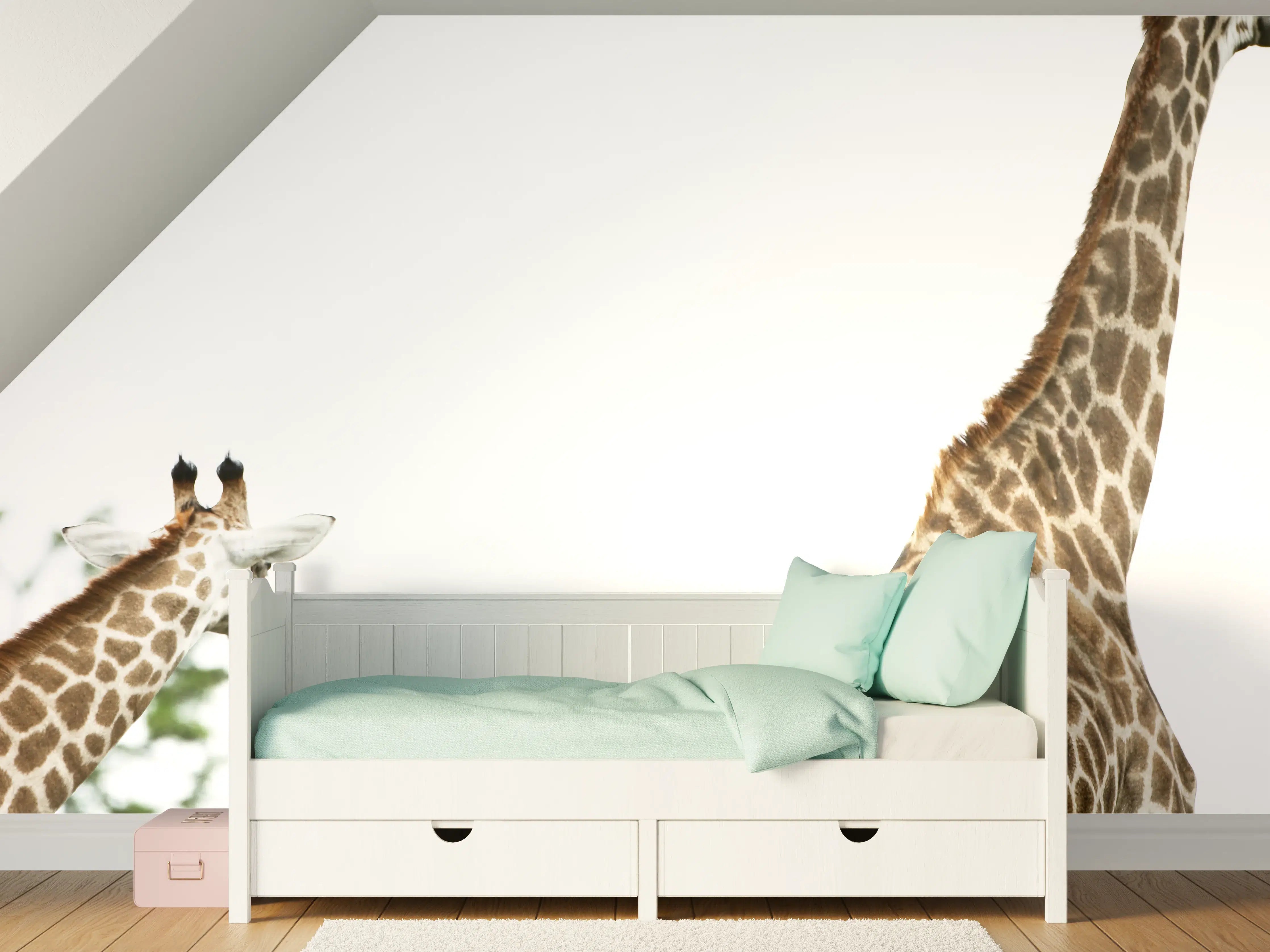 Kinderzimmer Wandgestaltung - Giraffen Familie - hell