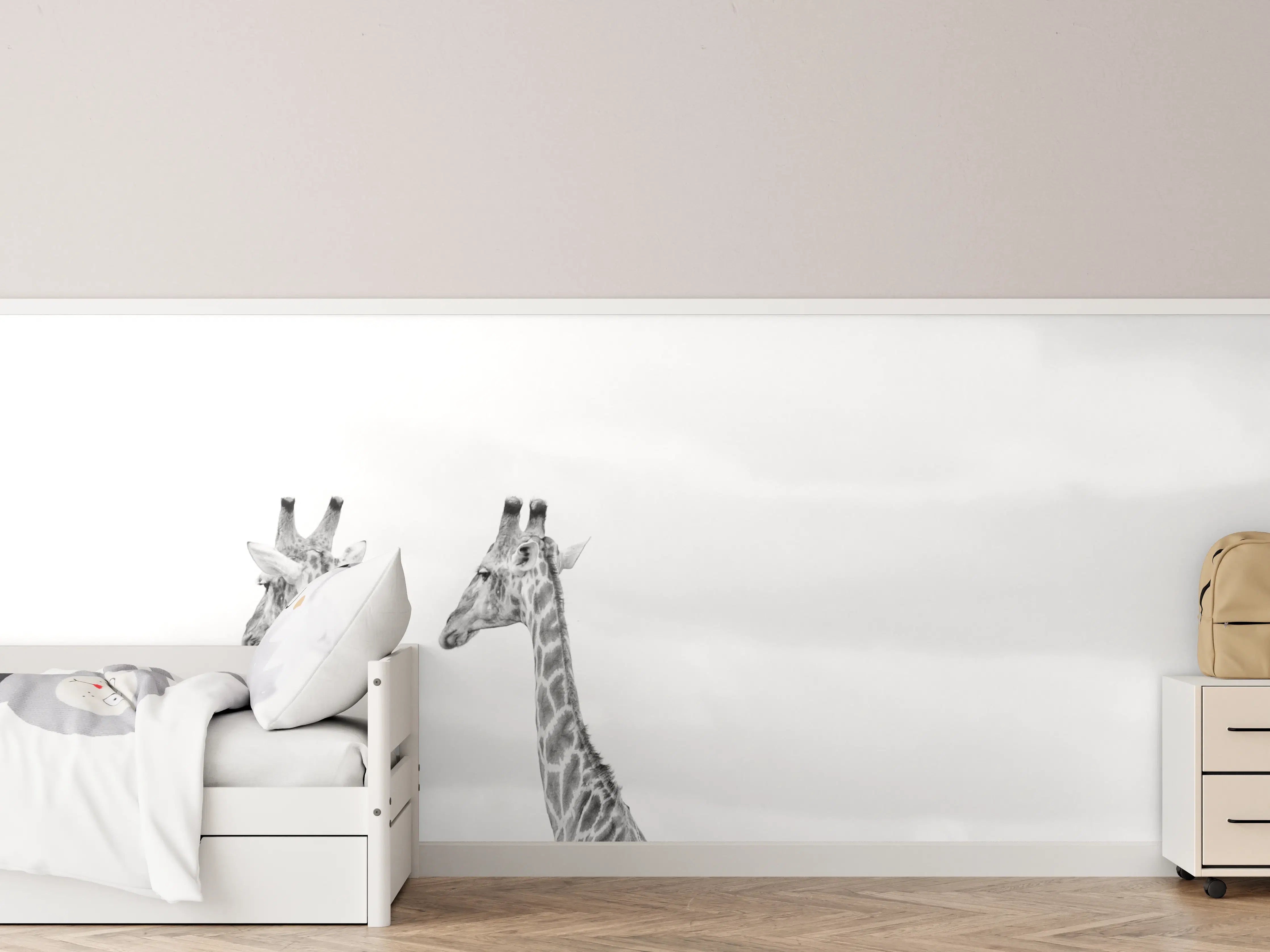 Kinderzimmer Wandgestaltung - Giraffen und Zebras - schwarz-weiß