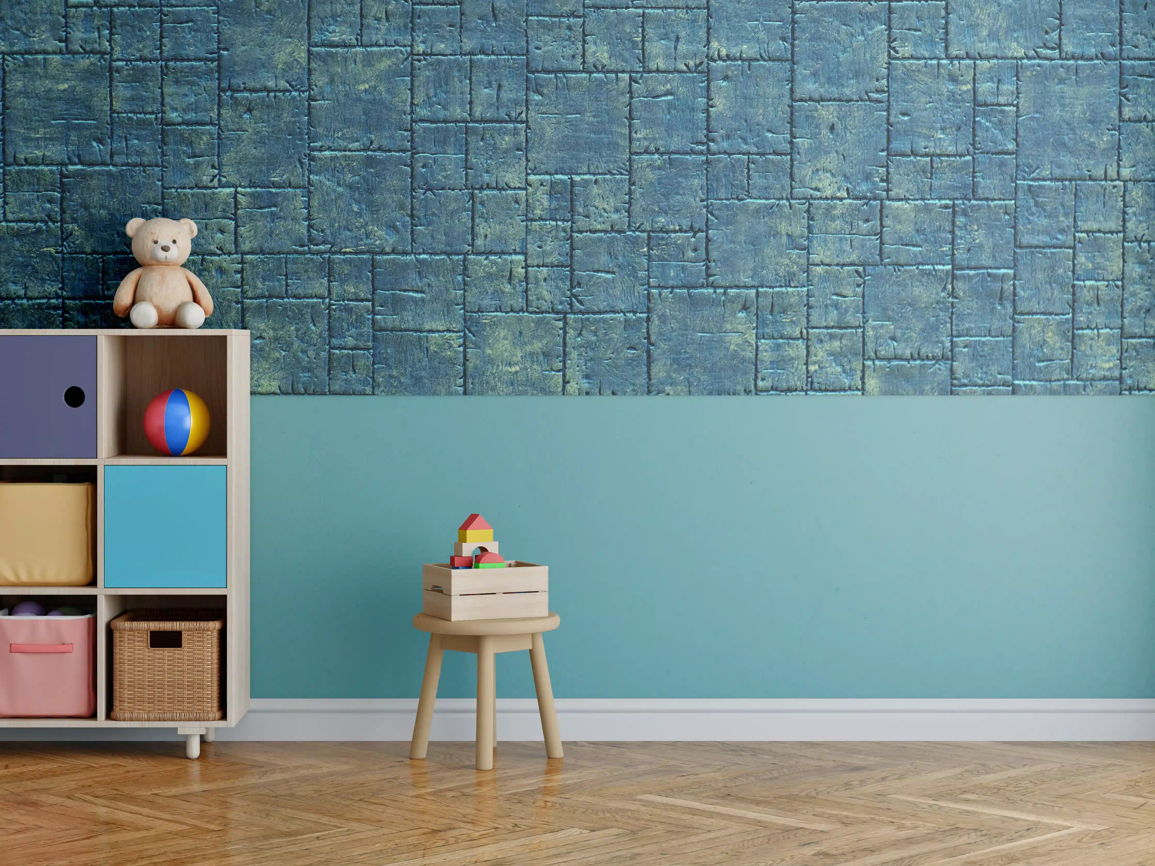 Kinderzimmer Wandgestaltung - Glänzende Fliese in gelblichem Schimmer 