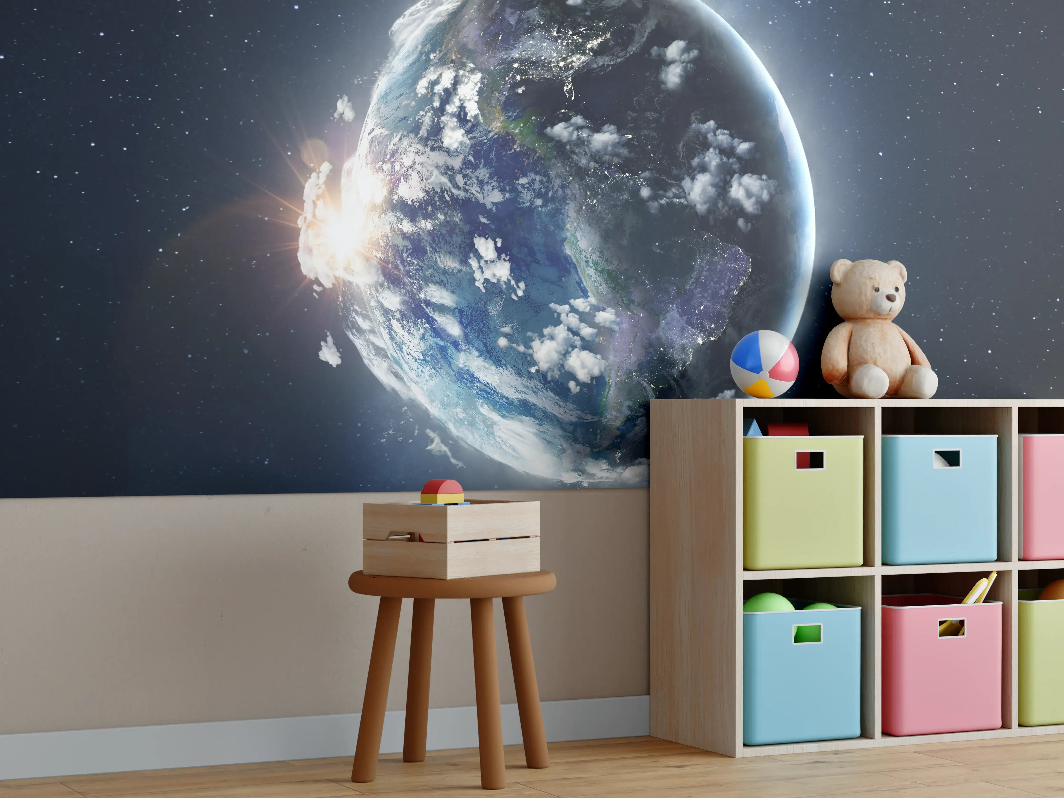 Kinderzimmer Wandgestaltung - Globus Ansicht aus dem Weltall