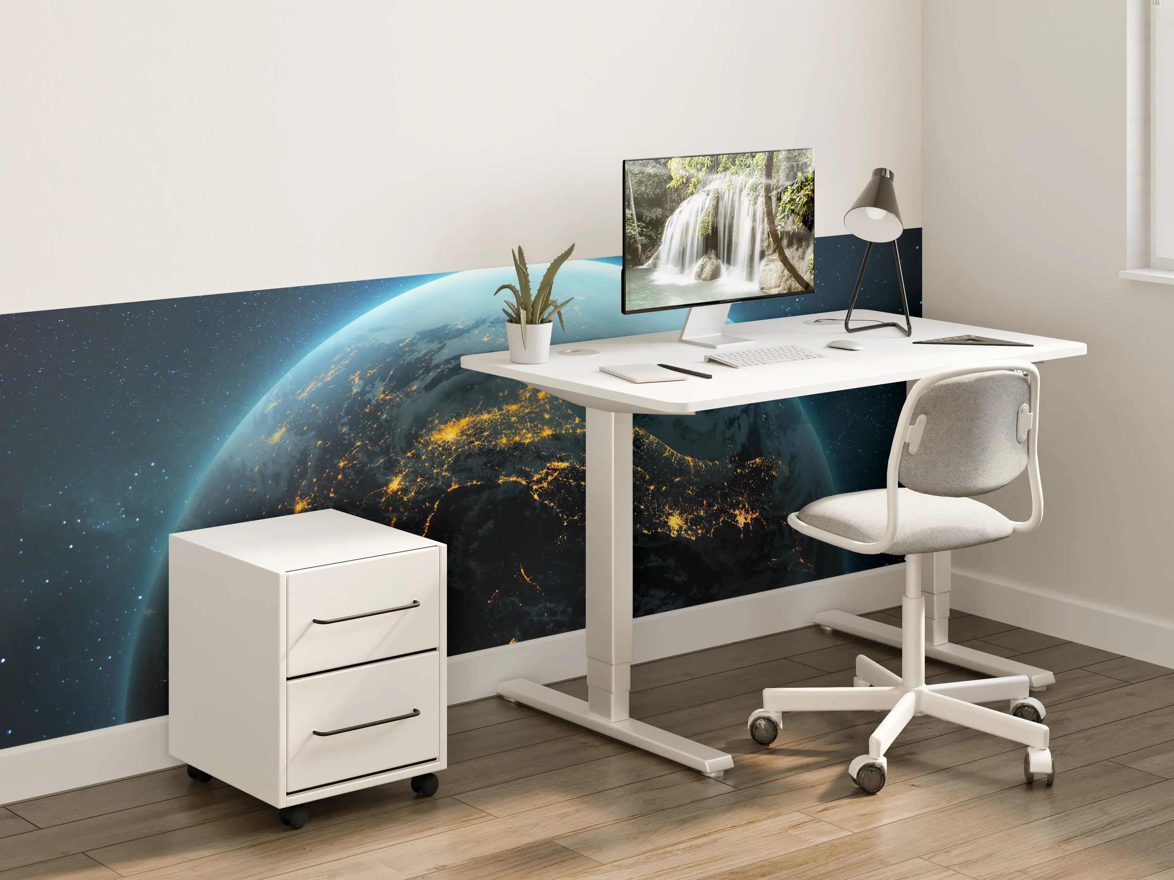 Kinderzimmer Wandgestaltung - Globus mit nächtlichen gelben Lichtern der Megastädte