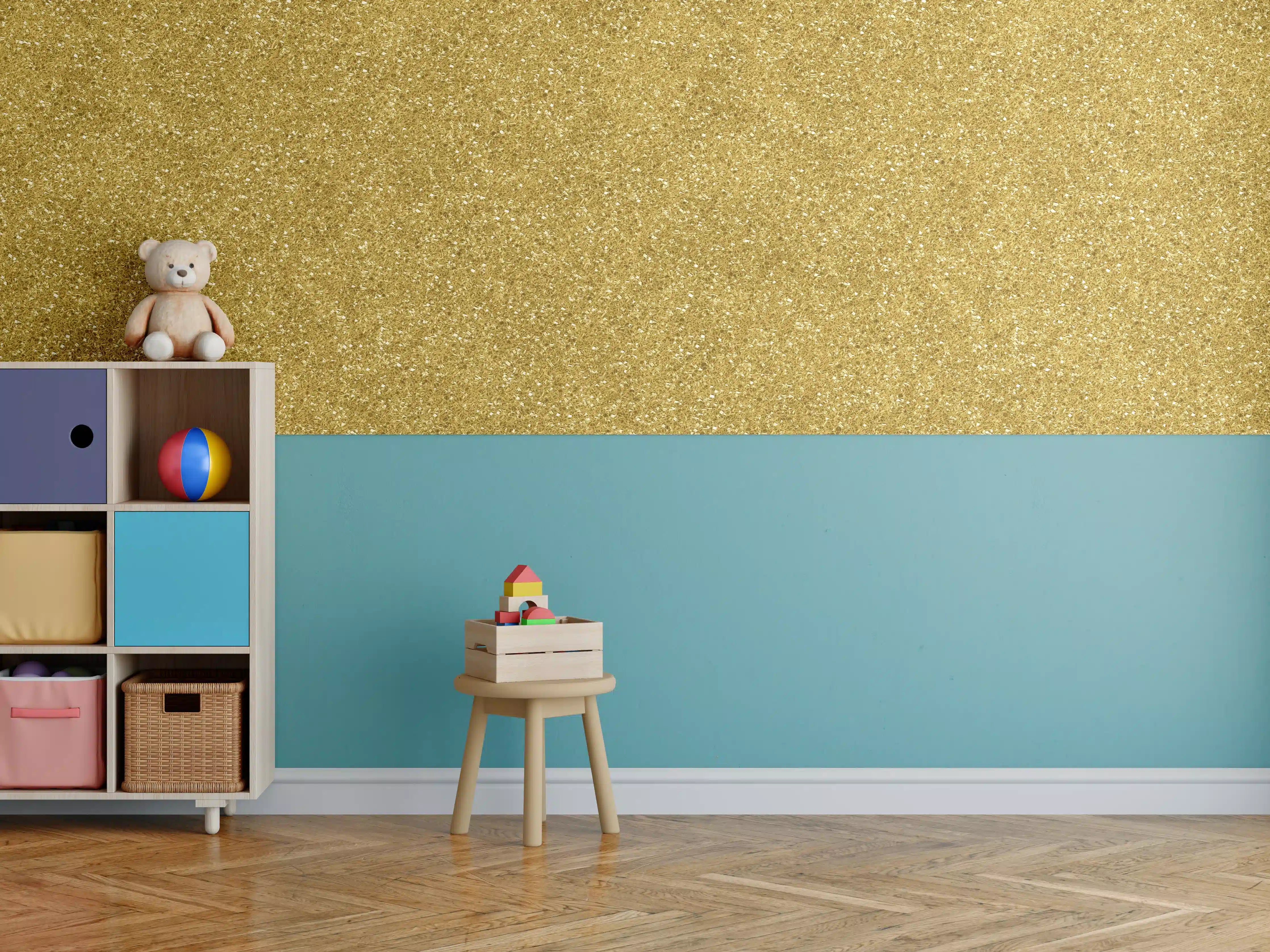Kinderzimmer Wandgestaltung - Gold Glitter Textur