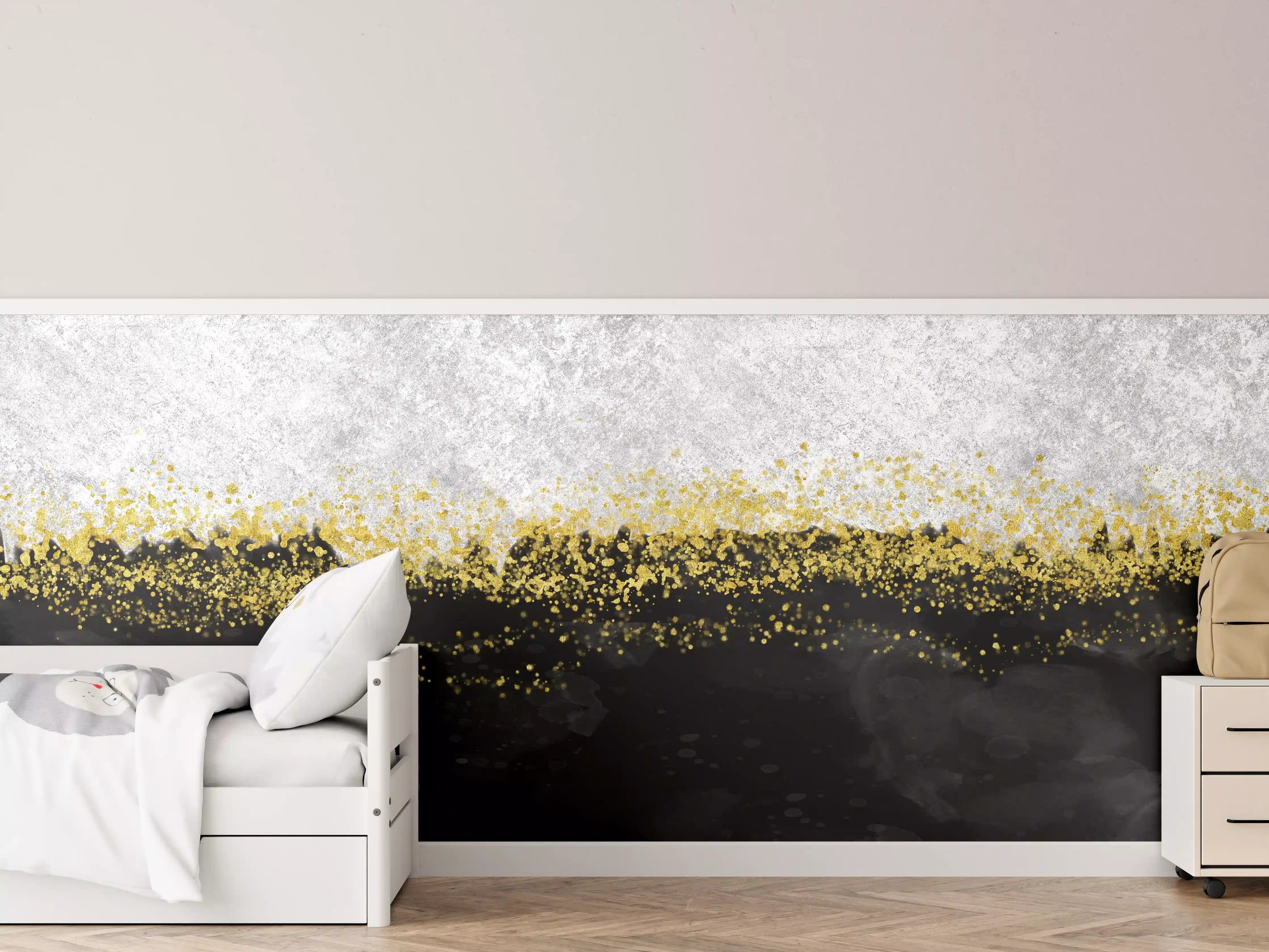 Kinderzimmer Wandgestaltung - Gold-Schwarz-Weiß Resin Geode