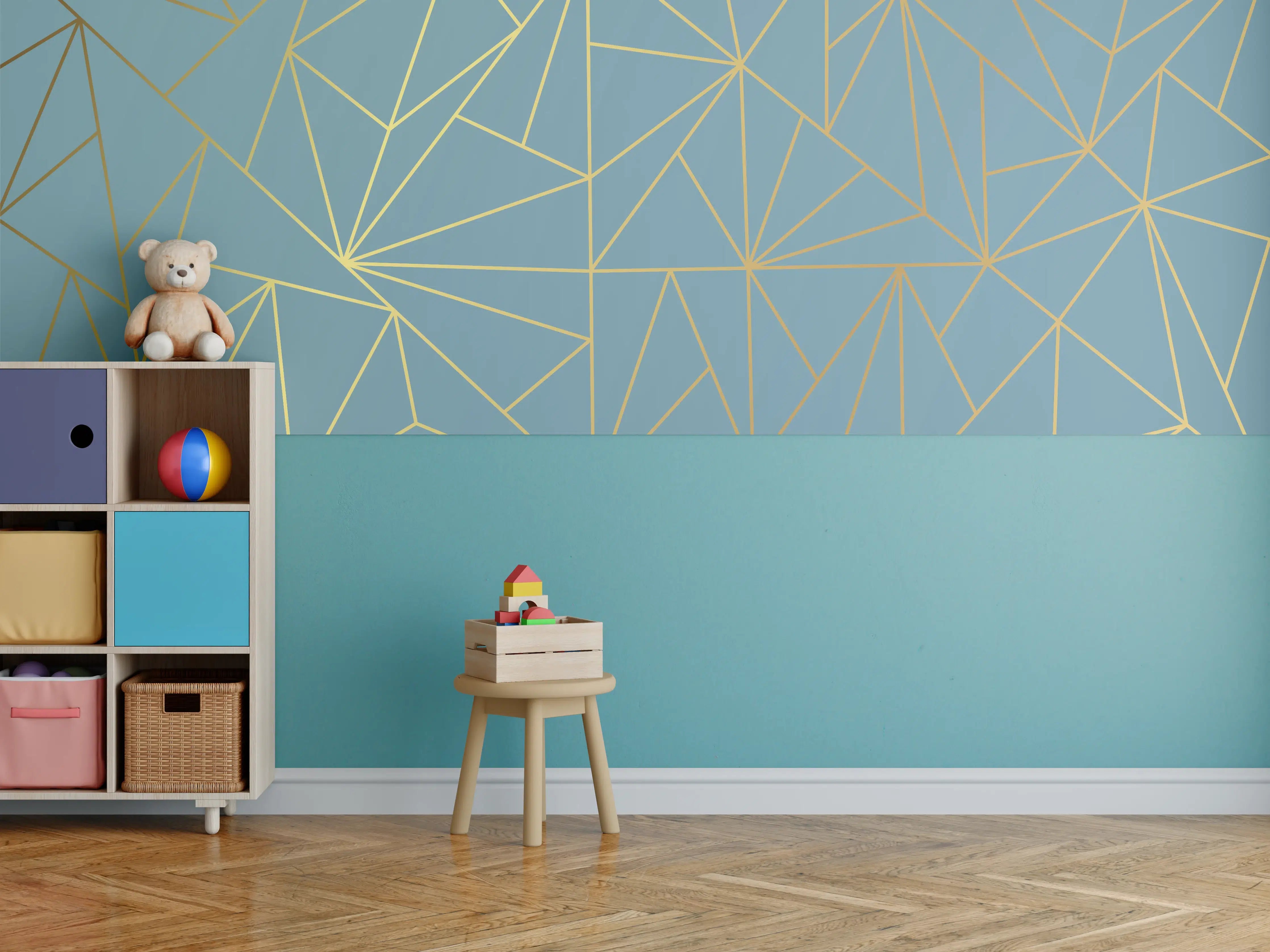 Kinderzimmer Wandgestaltung - GoldLine Geometrische Kunst