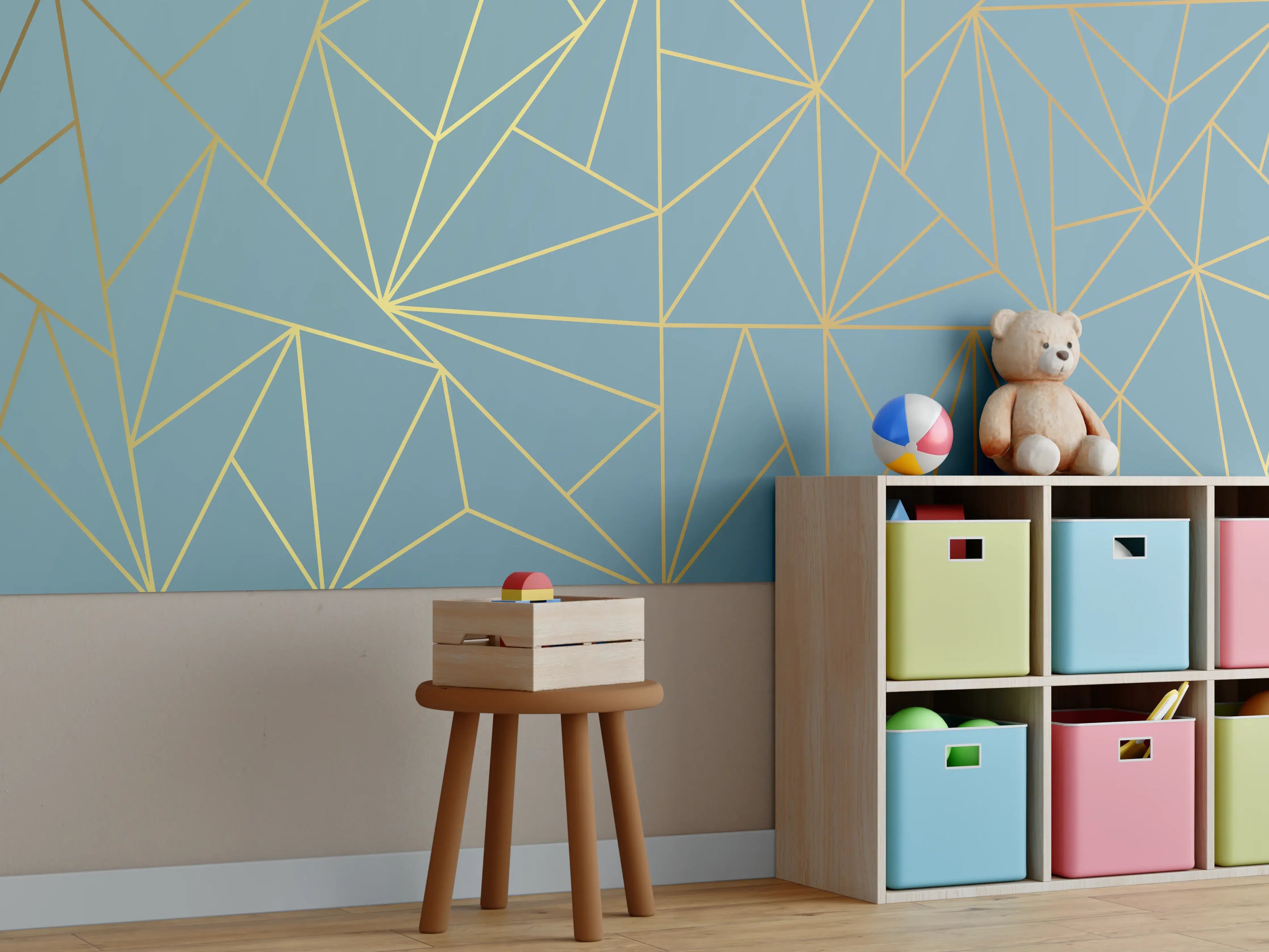 Kinderzimmer Wandgestaltung - GoldLine Geometrische Kunst