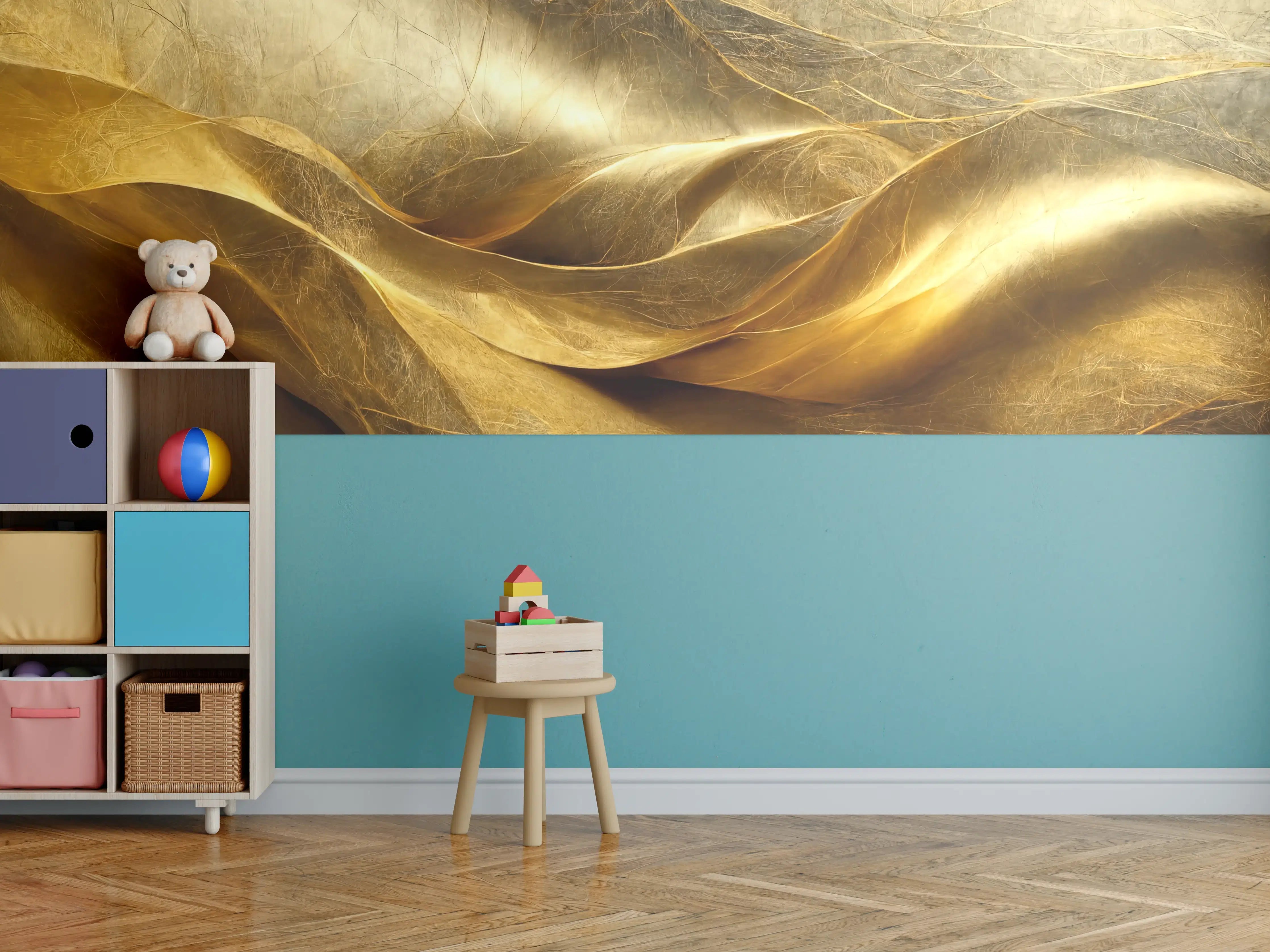 Kinderzimmer Wandgestaltung - Golden Falten-Textur mit warmen Tönen