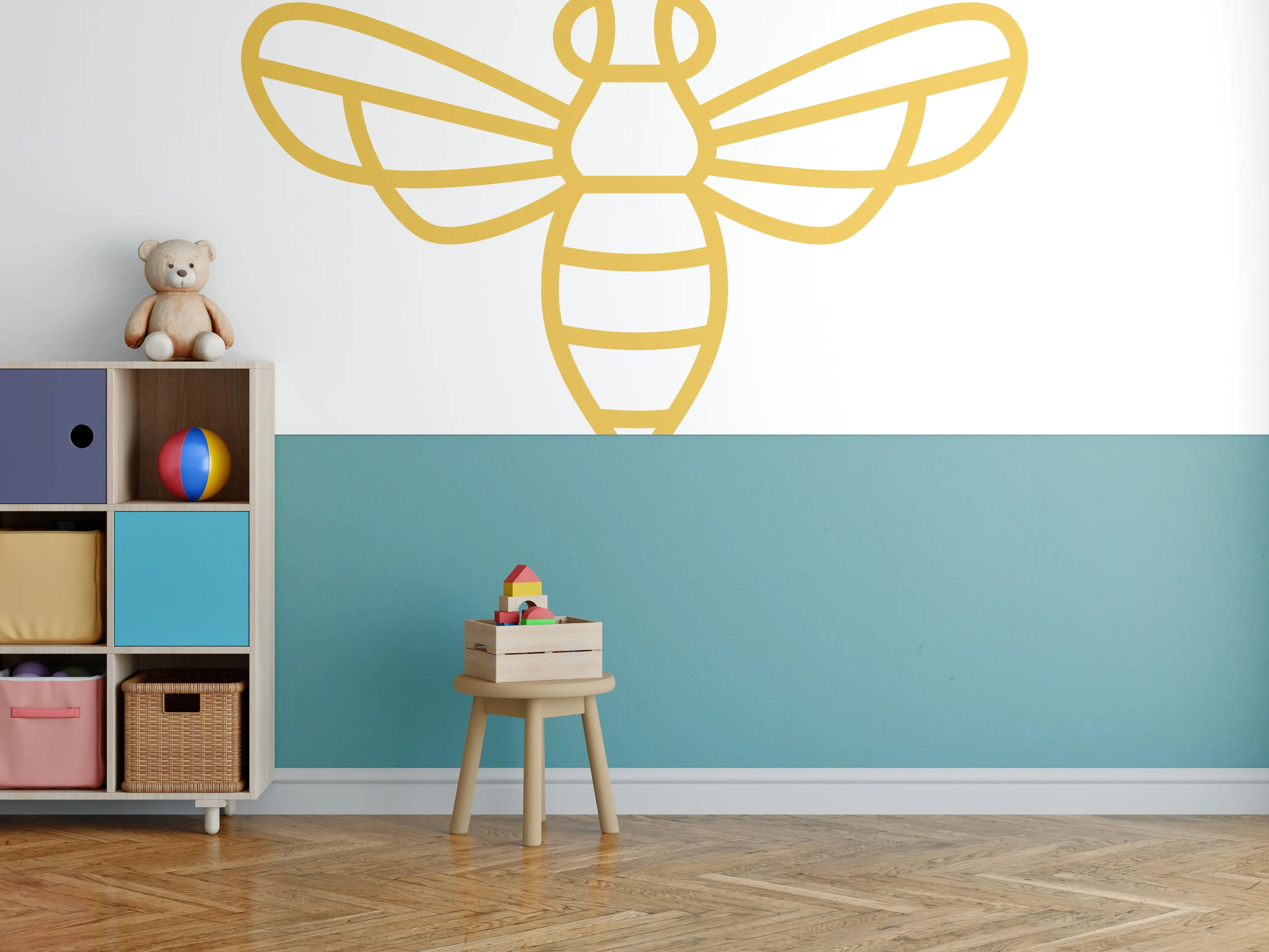 Kinderzimmer Wandgestaltung - Goldene Biene Grafik