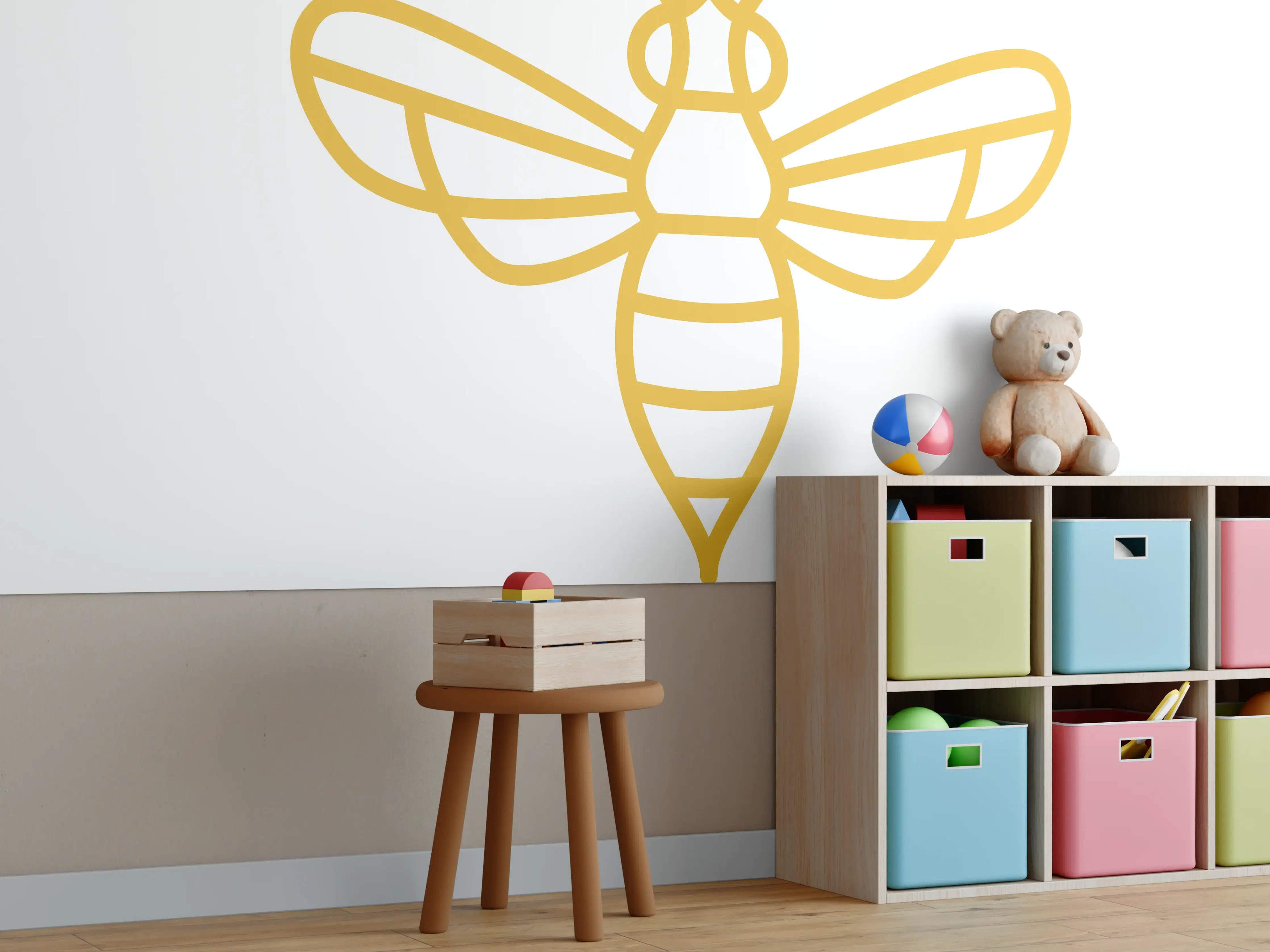 Kinderzimmer Wandgestaltung - Goldene Biene Grafik