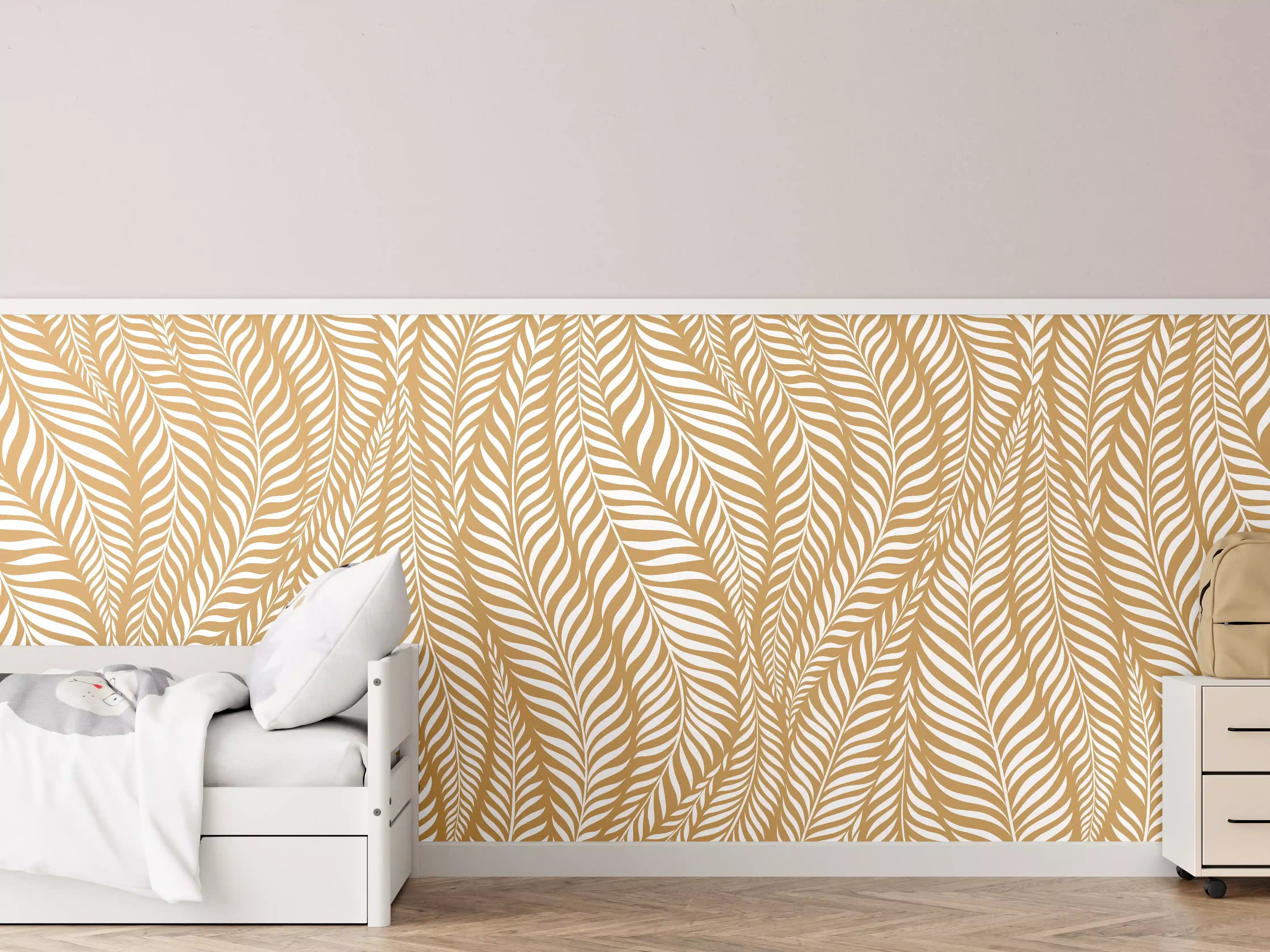 Kinderzimmer Wandgestaltung - Goldene Blätter-Muster