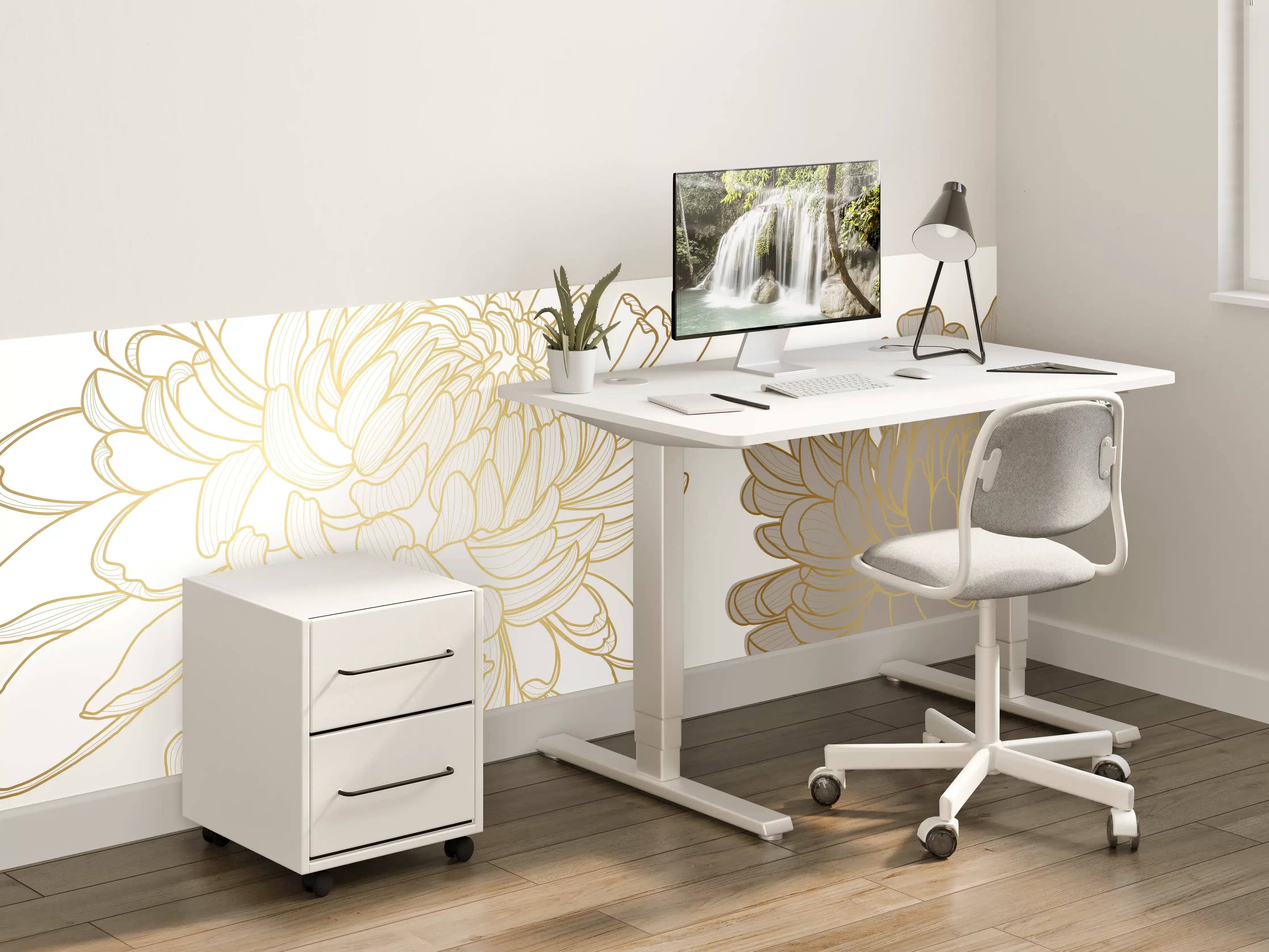 Kinderzimmer Wandgestaltung - Goldene Blüten Illustration