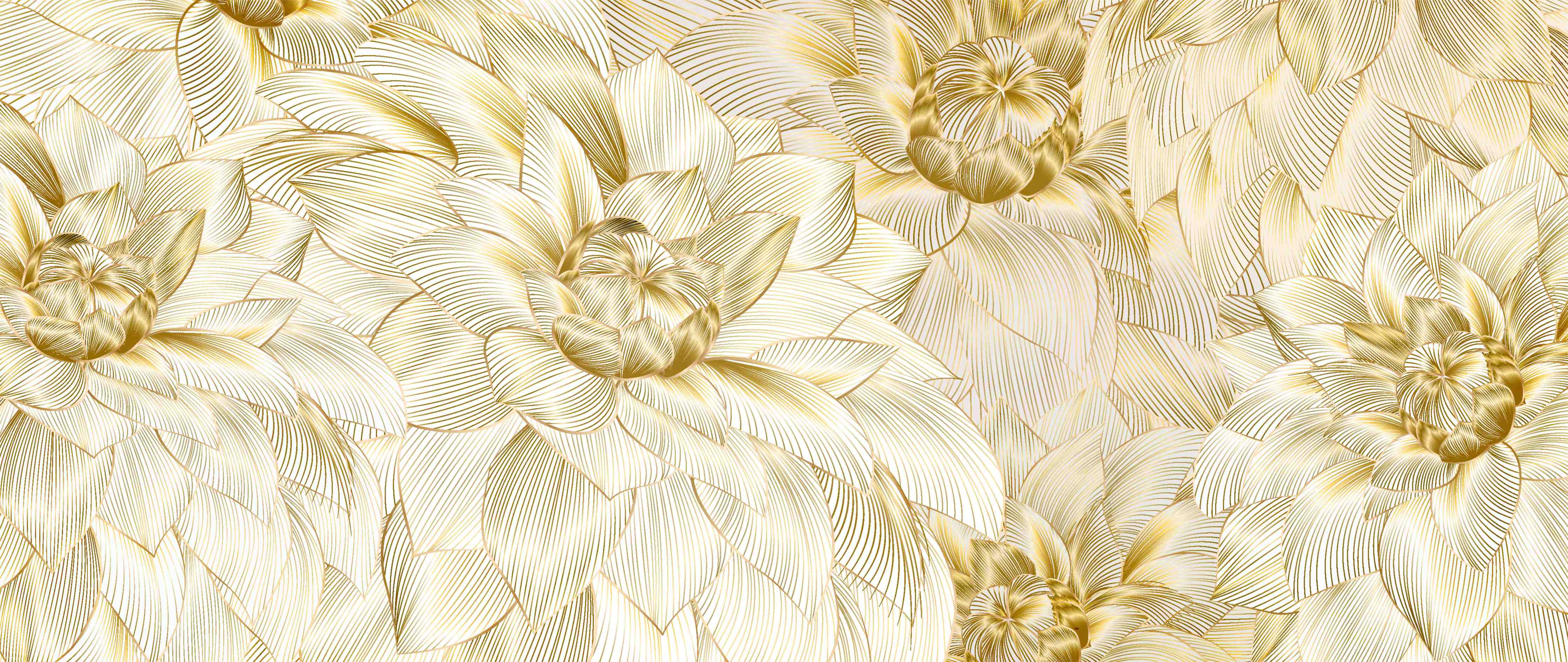 Kinderzimmer Wandgestaltung-Goldene Blumenmuster mit zarten Linien