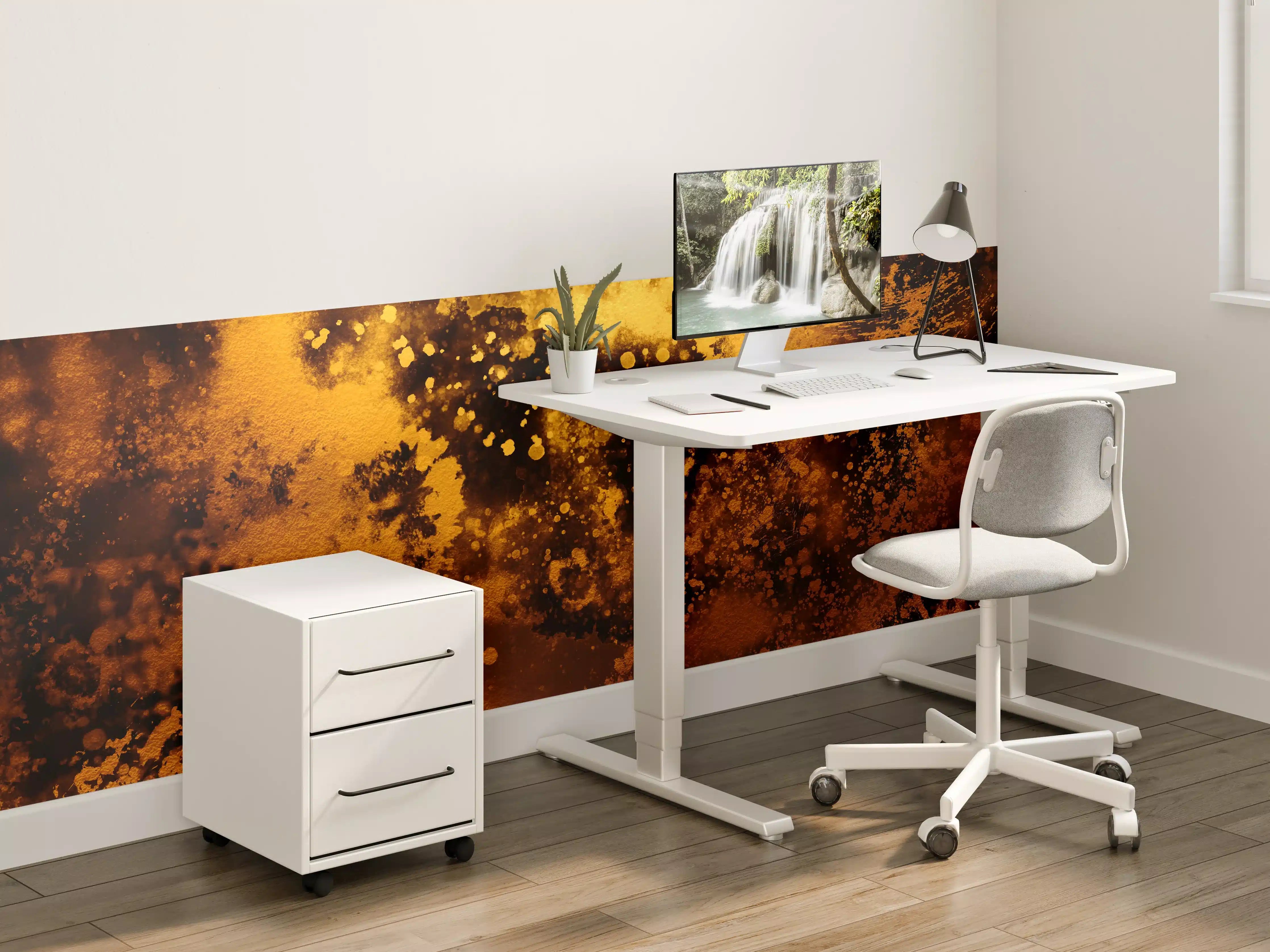 Kinderzimmer Wandgestaltung - Goldene Farbspritzer auf schwarzem Hintergrund