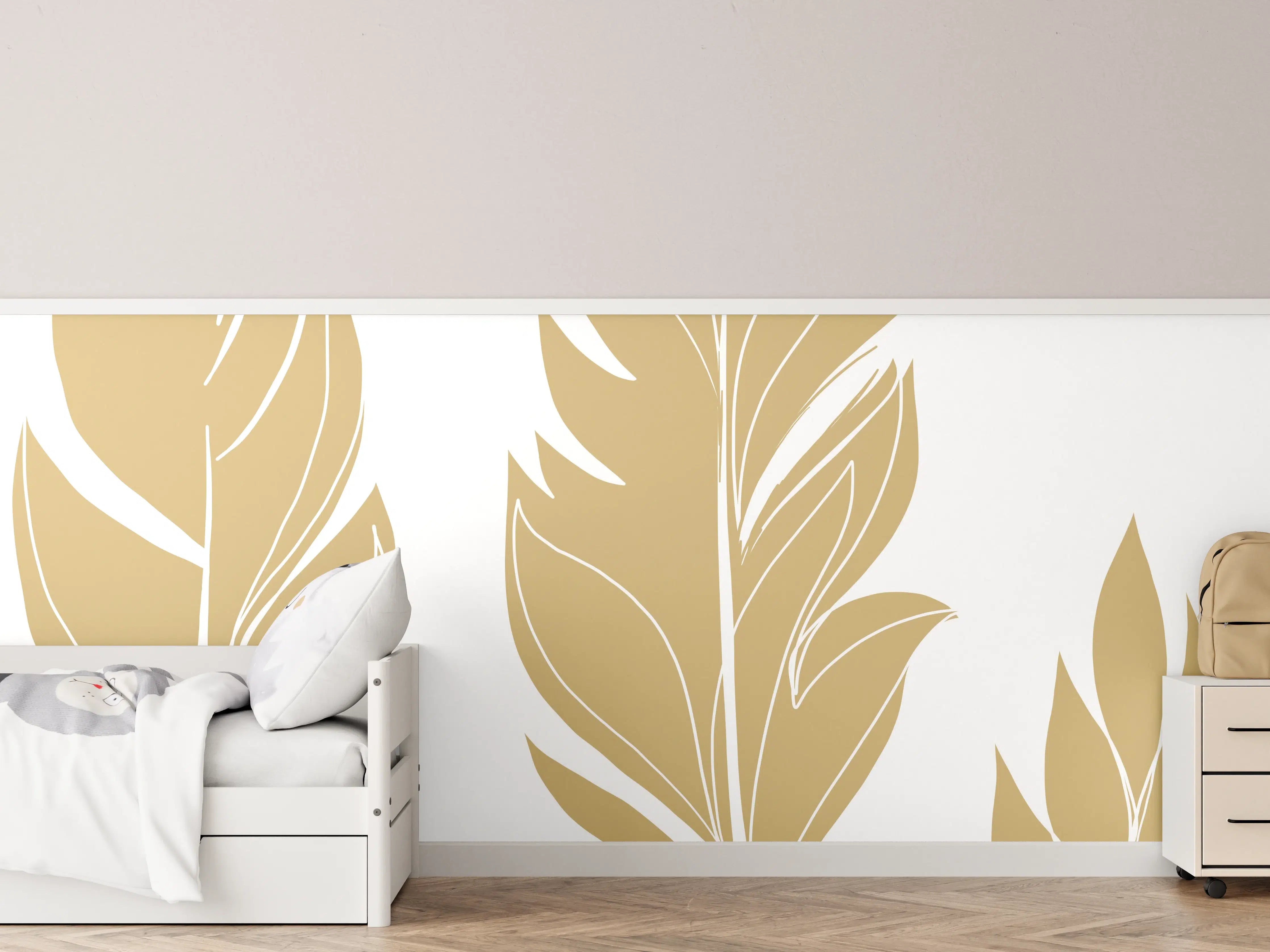 Kinderzimmer Wandgestaltung - Goldene Feder Illustration