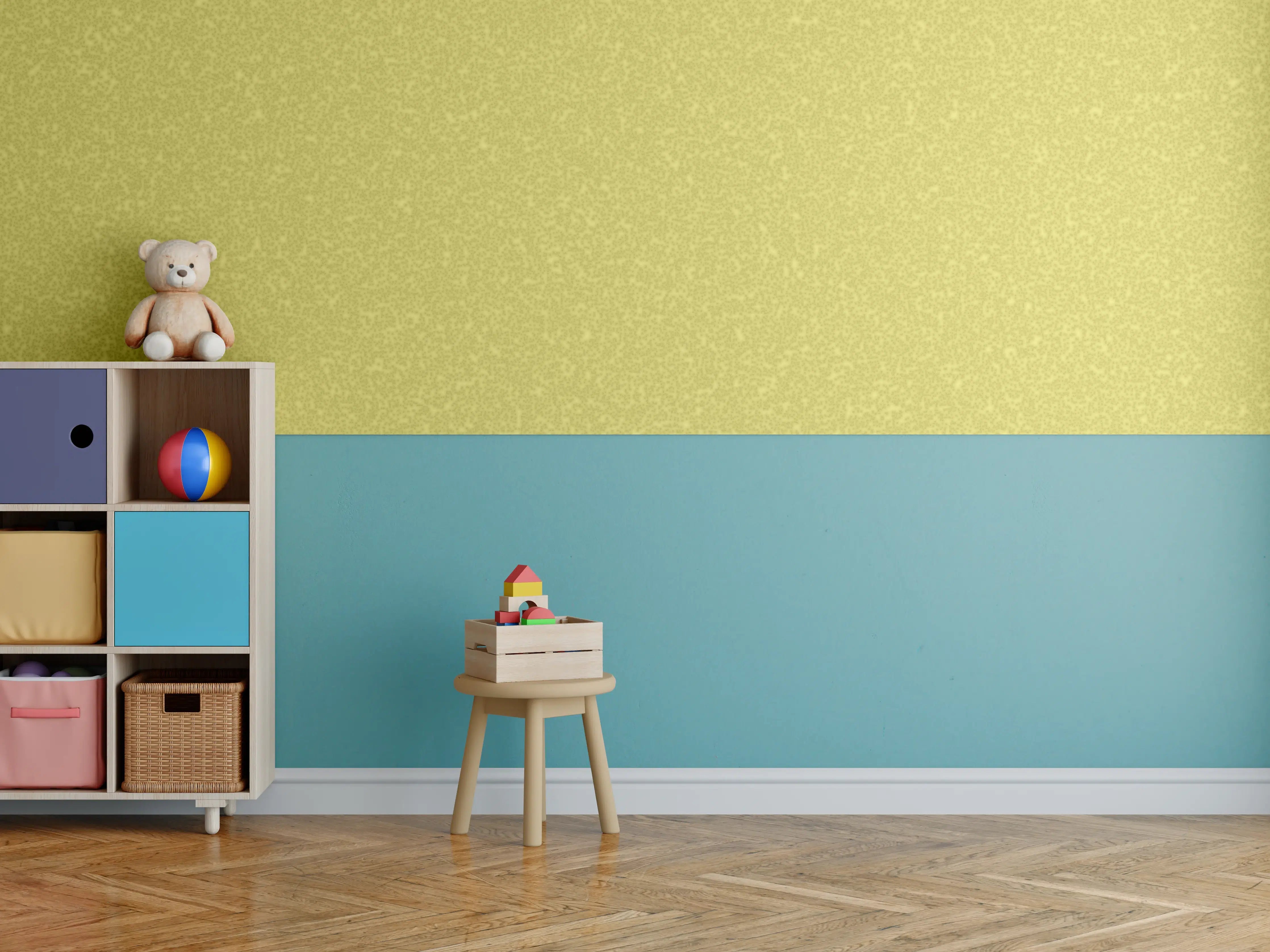 Kinderzimmer Wandgestaltung - Goldene Glitzerfarbe mit subtilen Schattierungen