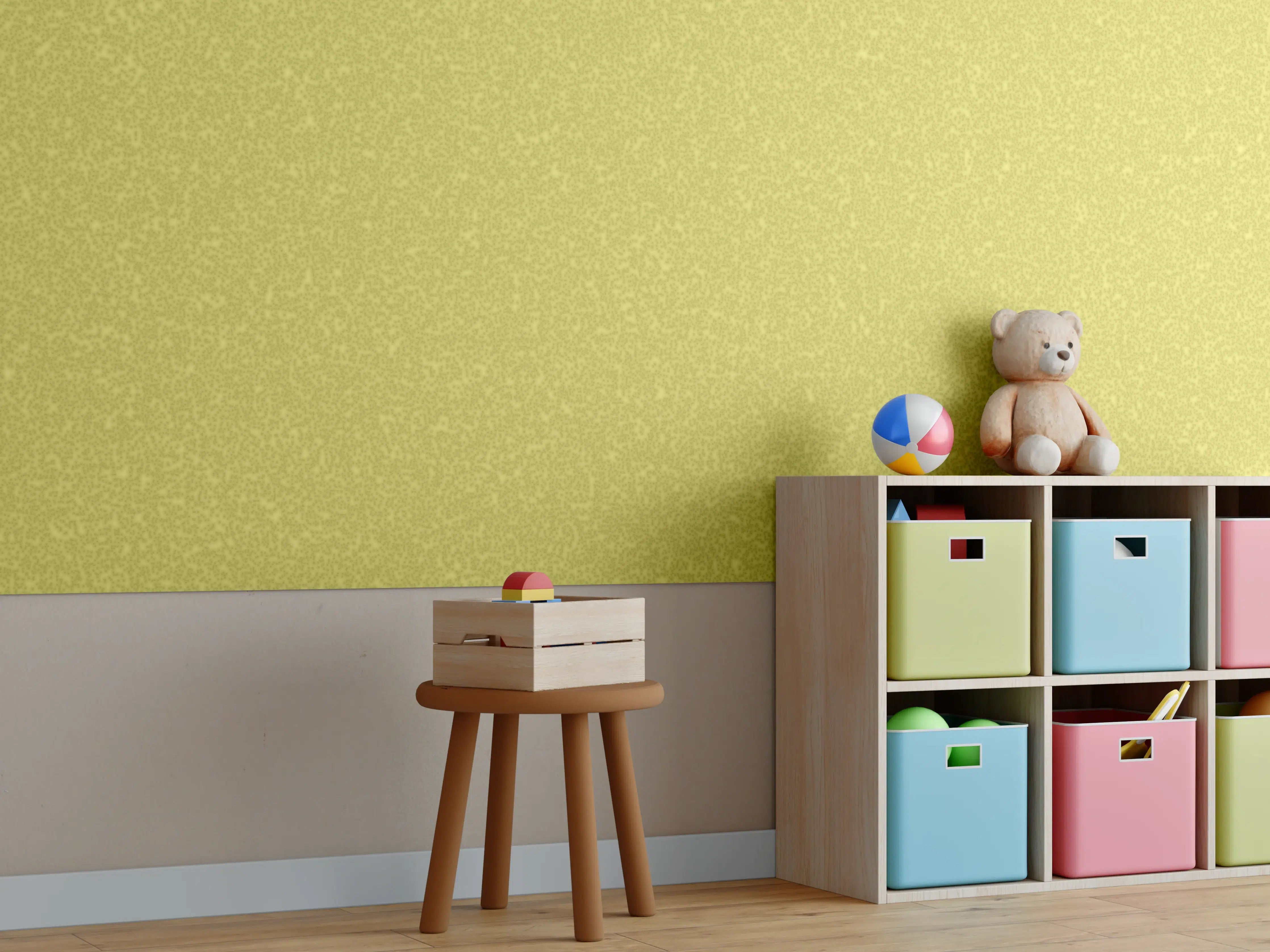 Kinderzimmer Wandgestaltung - Goldene Glitzerfarbe mit subtilen Schattierungen