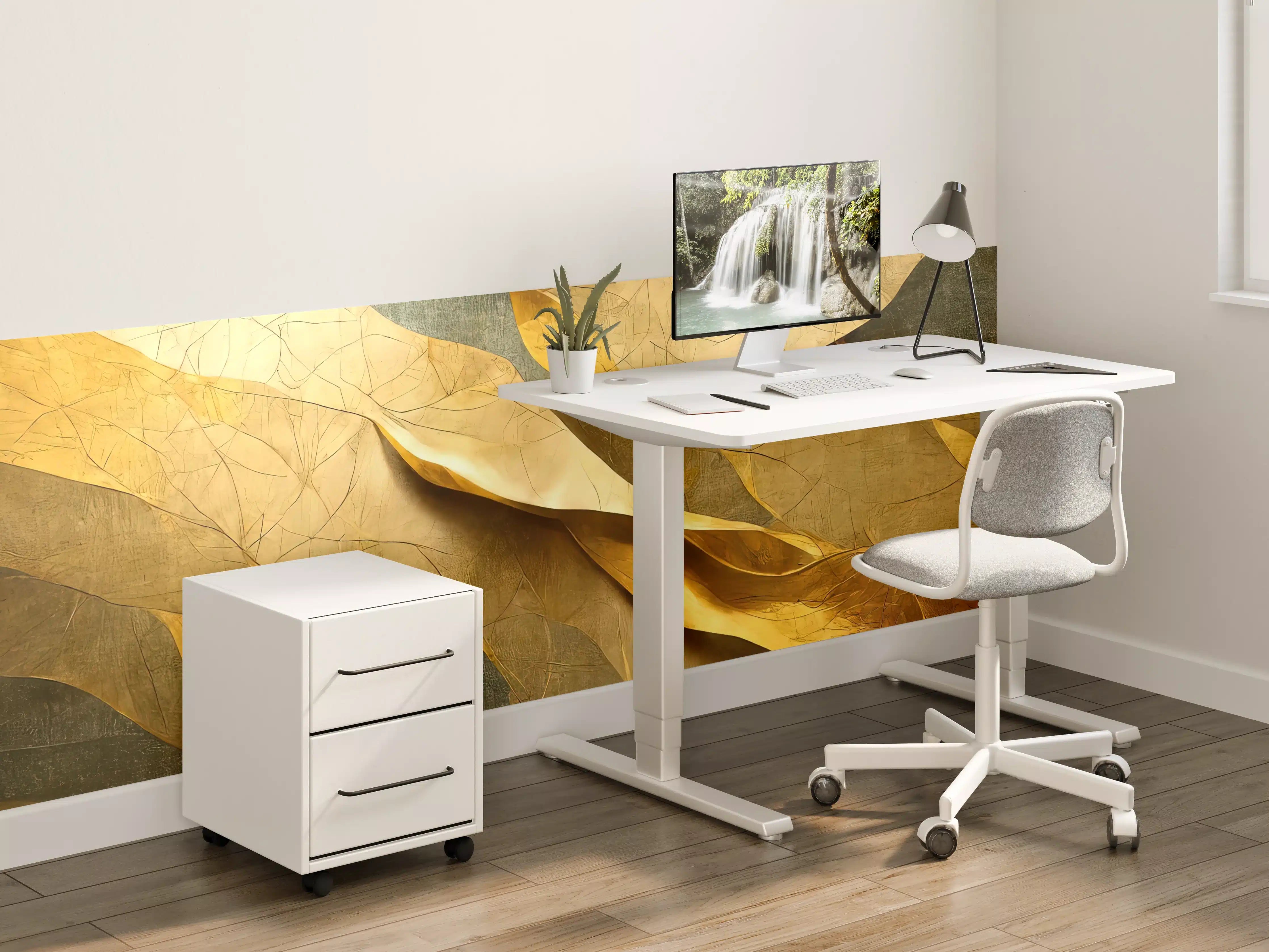 Kinderzimmer Wandgestaltung - Goldene Herbstblätter mit warmen Tönen