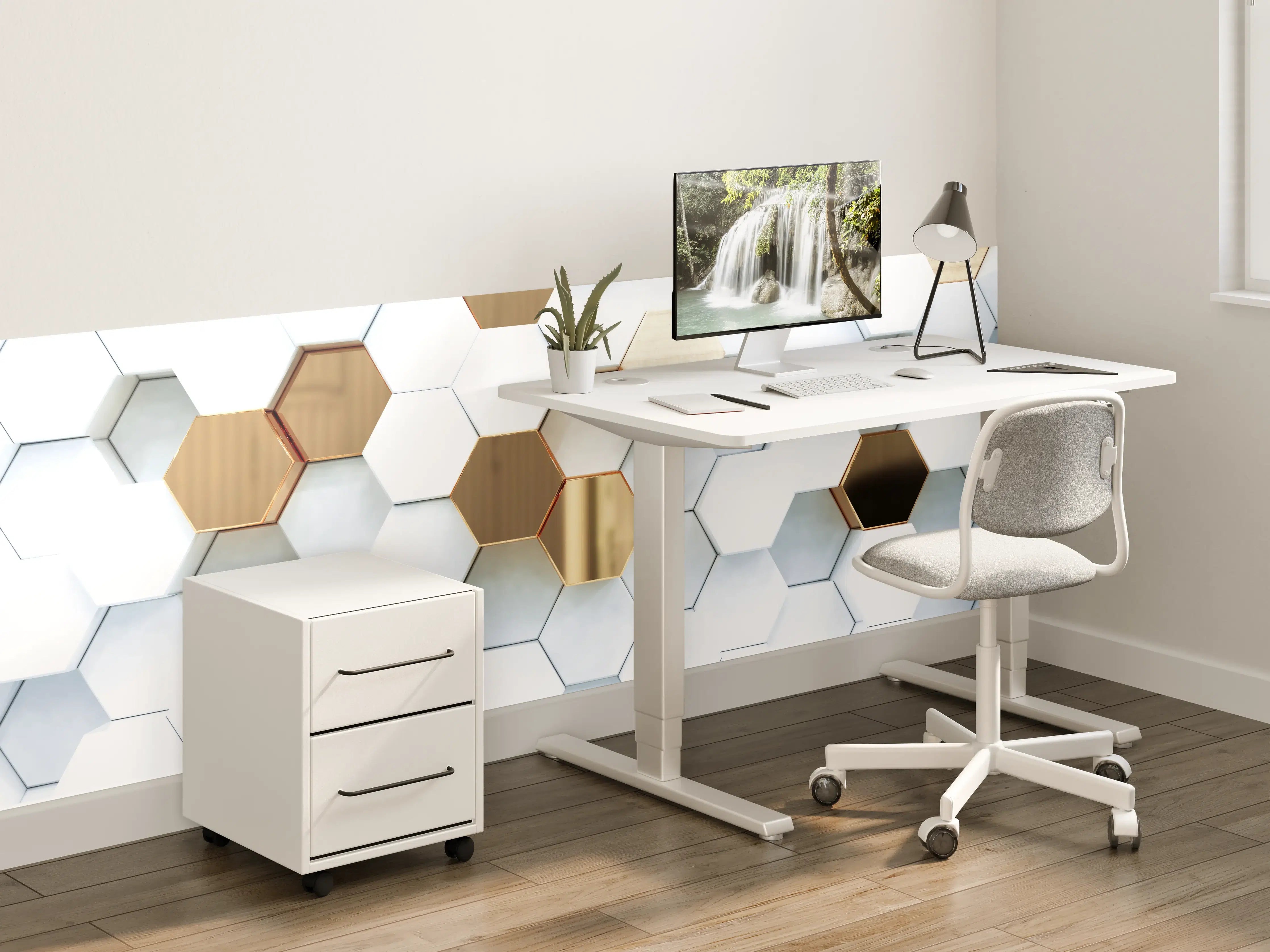 Kinderzimmer Wandgestaltung - Goldene Hexagon Luxusstruktur