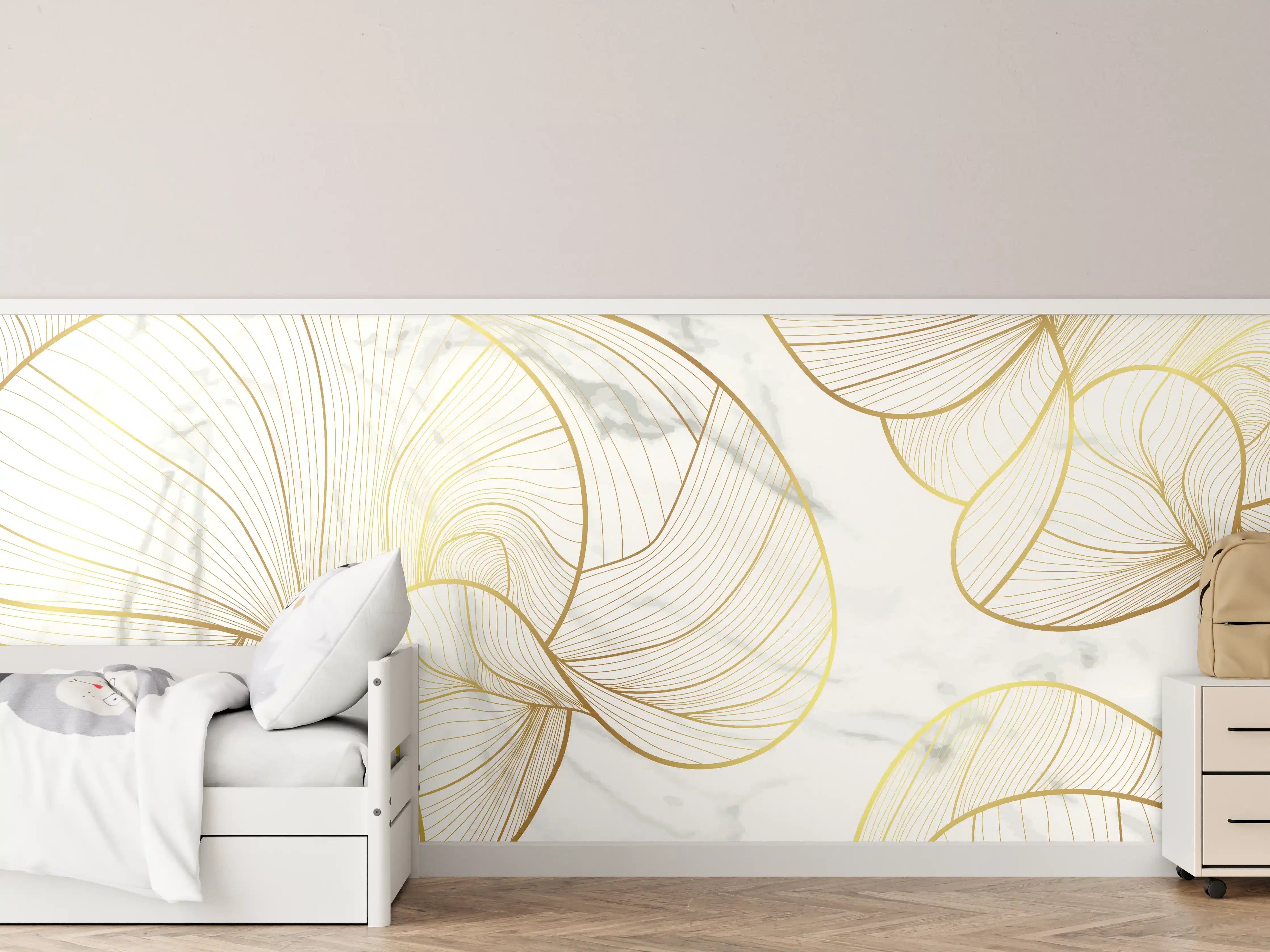 Kinderzimmer Wandgestaltung - Goldene Linien auf Marmor